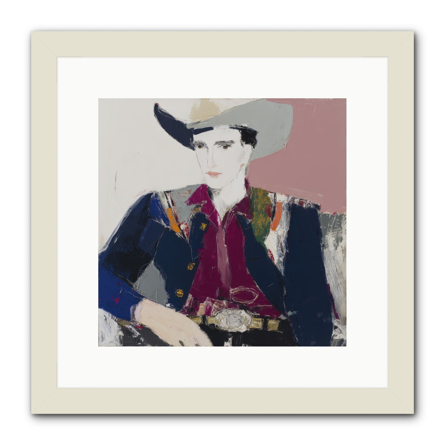 Sunday Rodeo -- Framed Print - White 12x12