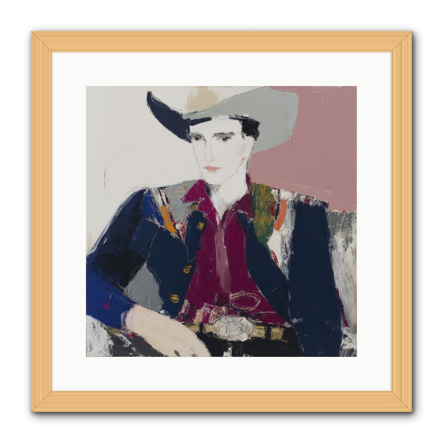 Sunday Rodeo -- Framed Print - Natural 16x16