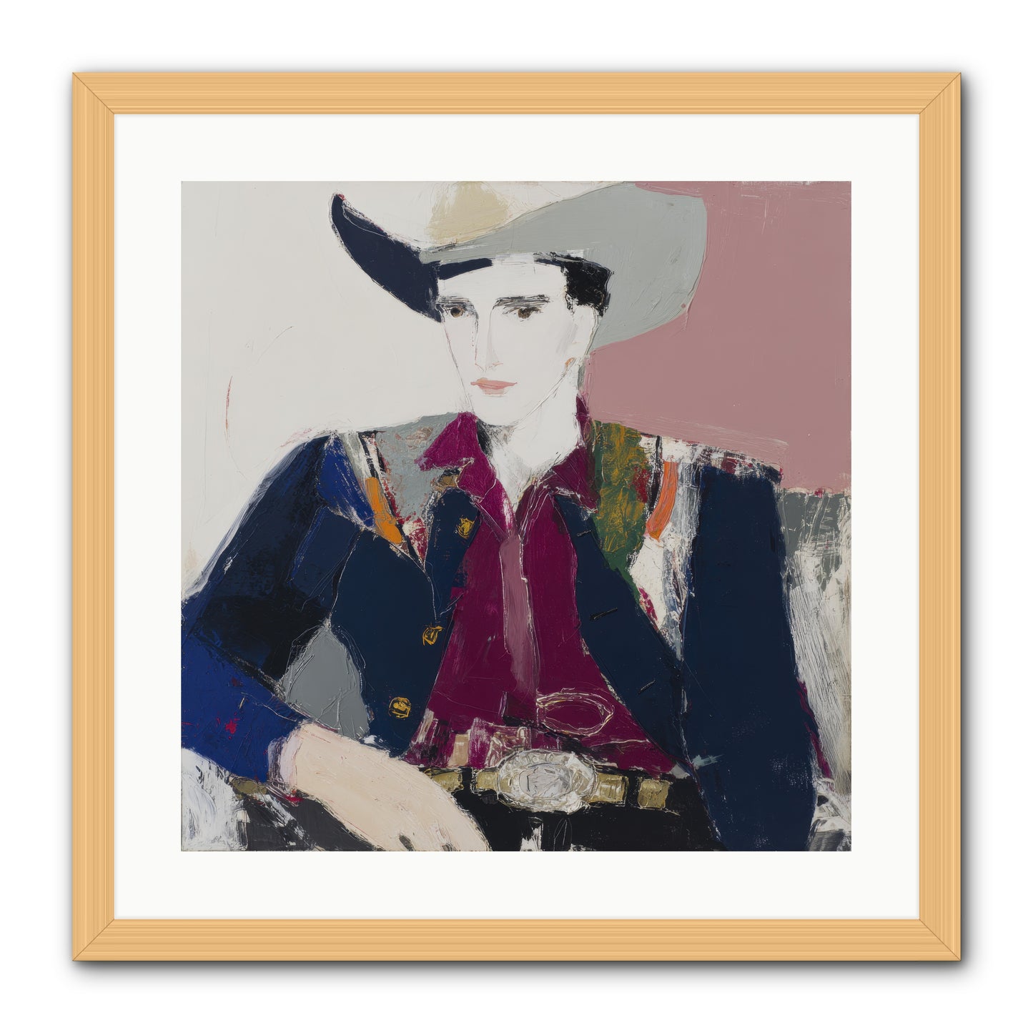 Sunday Rodeo -- Framed Print - Natural 20x20