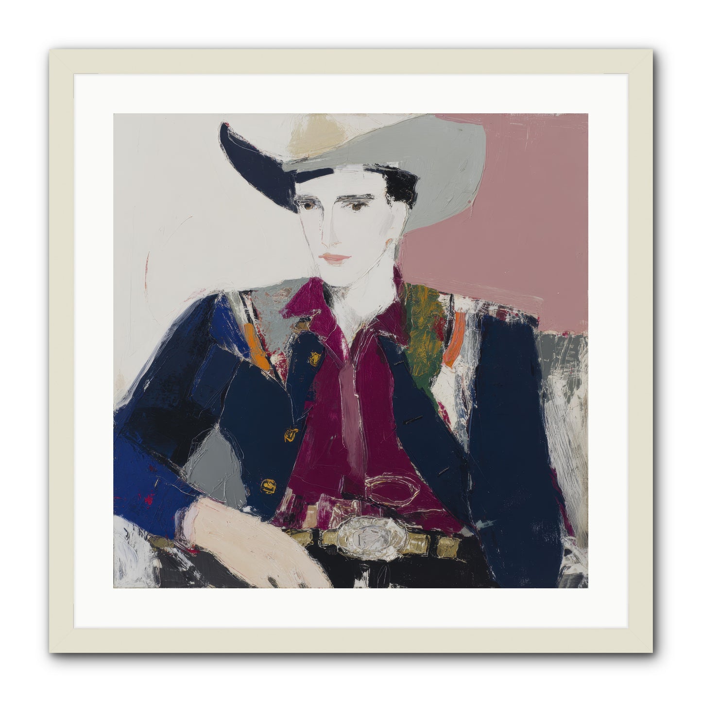 Sunday Rodeo -- Framed Print - White 24x24