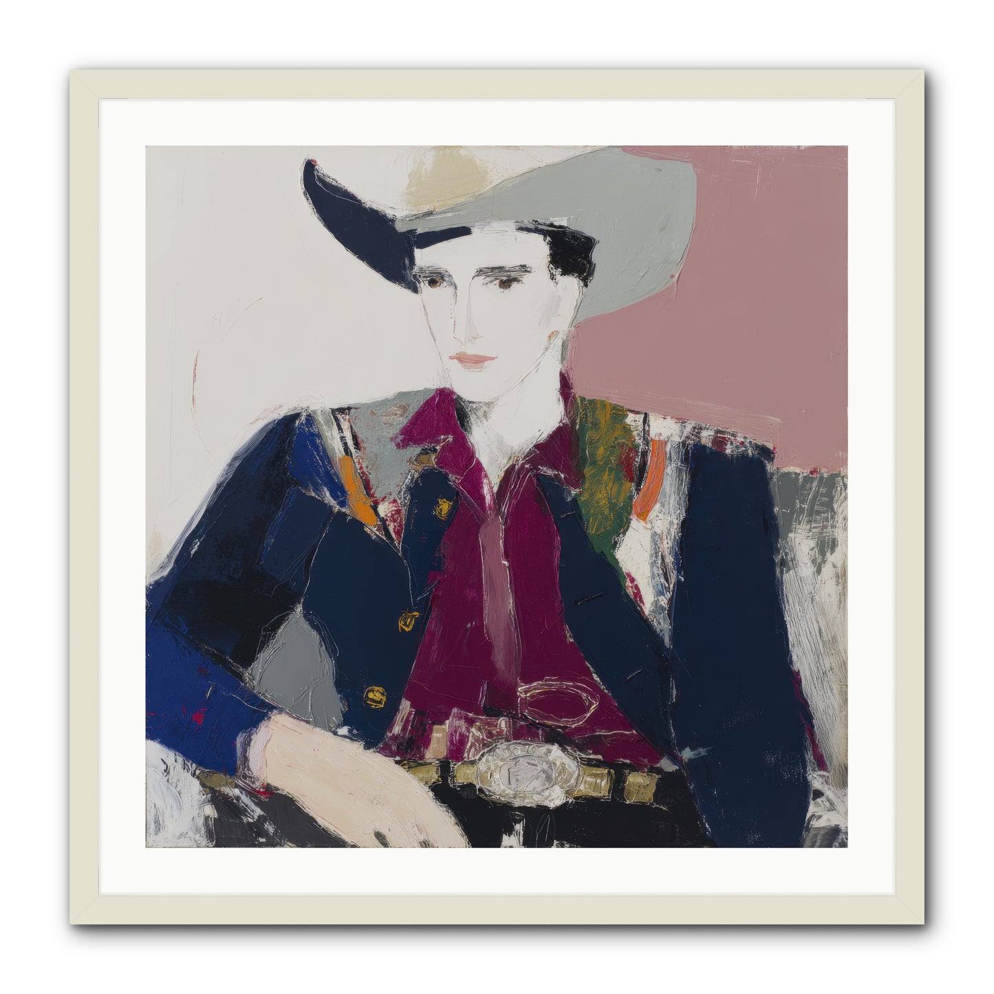 Sunday Rodeo -- Framed Print - White 30x30