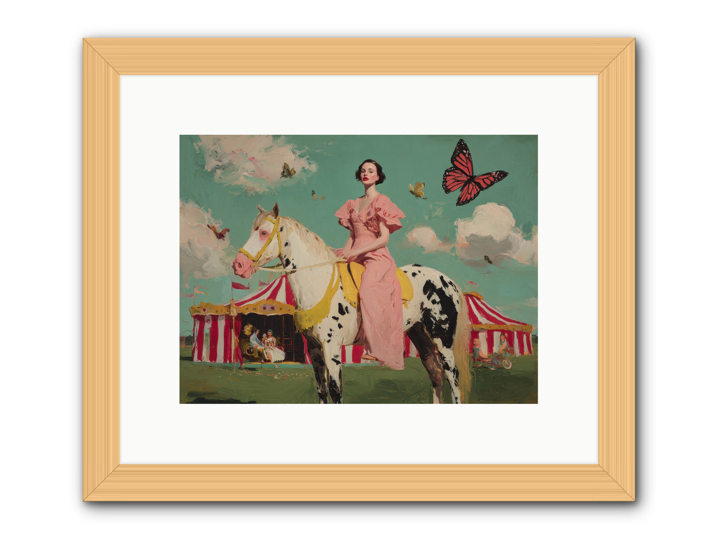 Sundown Carousel-REZ -- Framed Print - Natural 12x9
