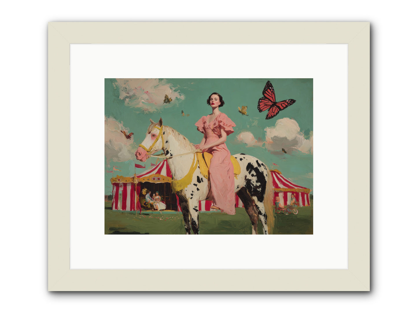 Sundown Carousel-REZ -- Framed Print - White 12x9