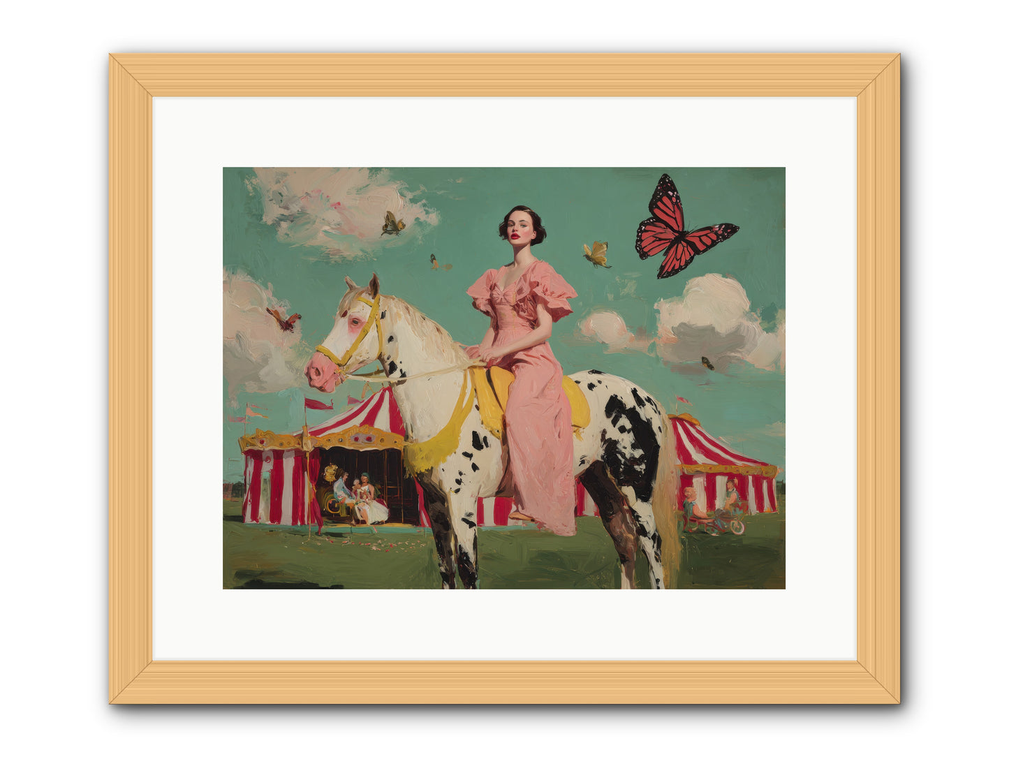 Sundown Carousel-REZ -- Framed Print - Natural 16x12