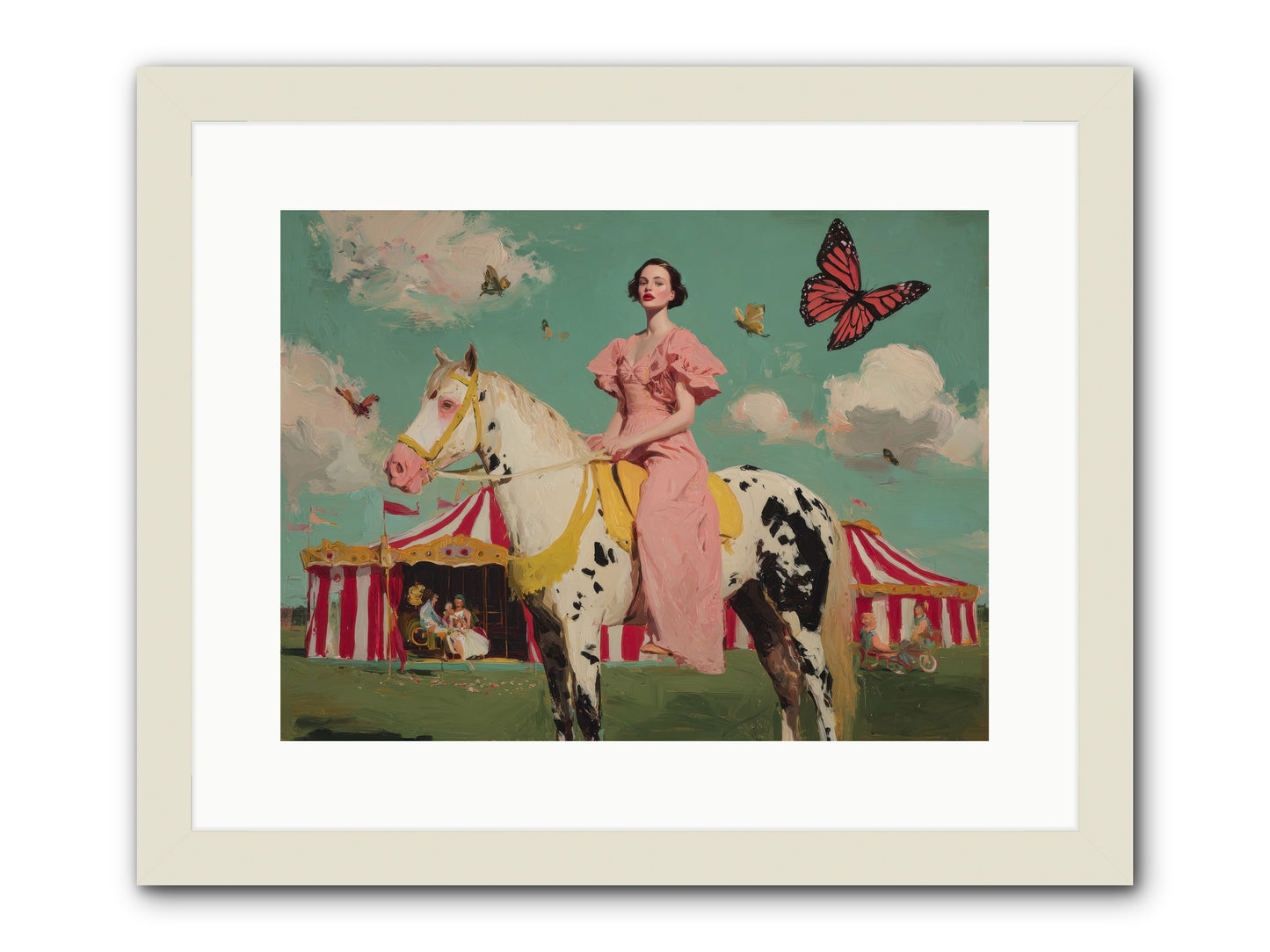 Sundown Carousel-REZ -- Framed Print - White 16x12
