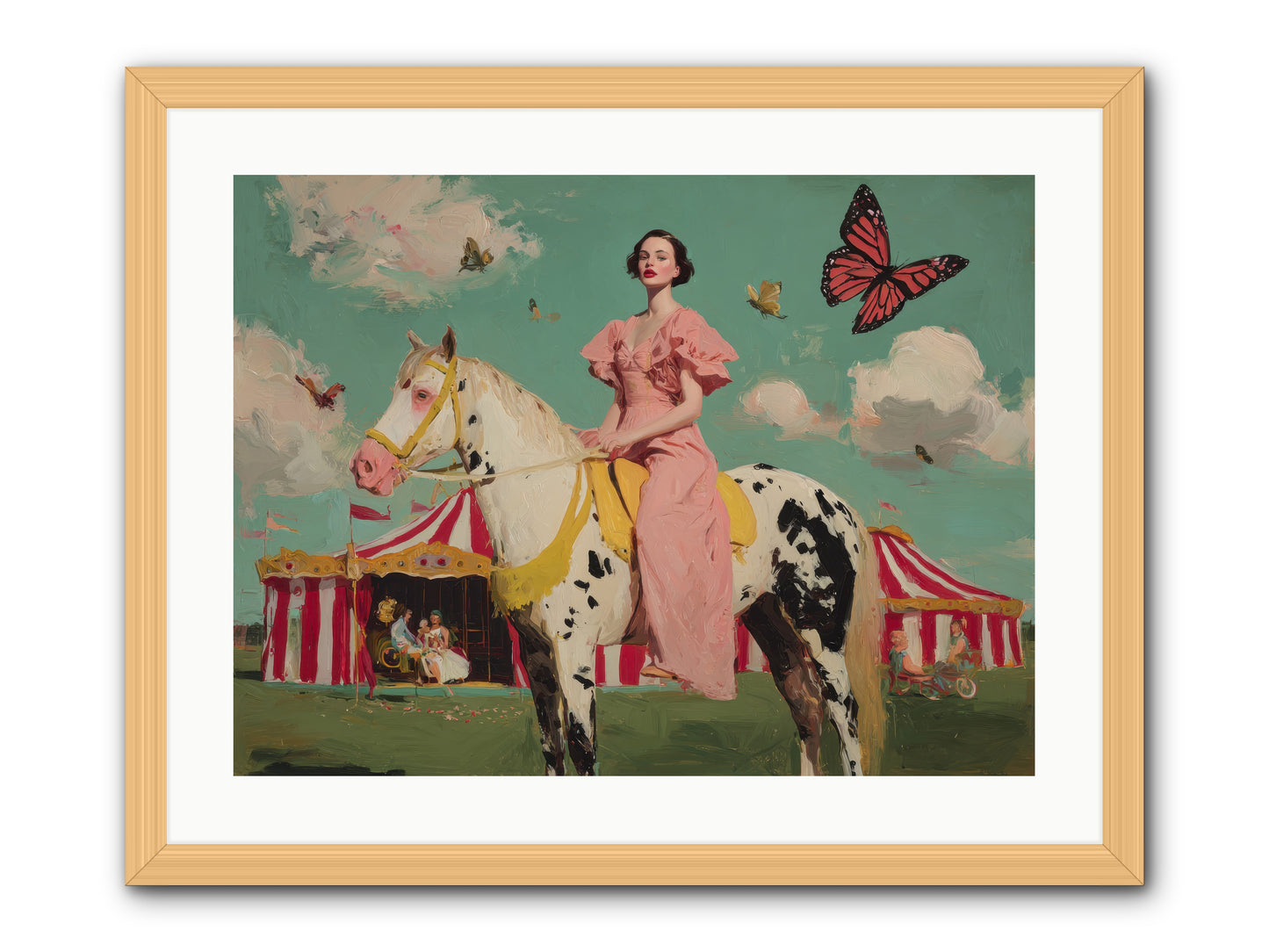 Sundown Carousel-REZ -- Framed Print - Natural 24x18