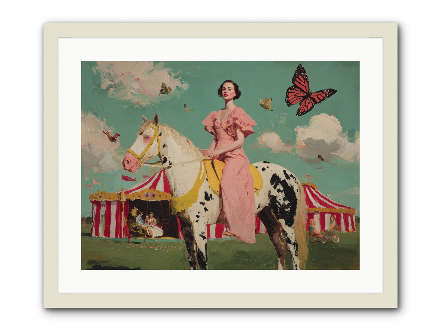 Sundown Carousel-REZ -- Framed Print - White 24x18