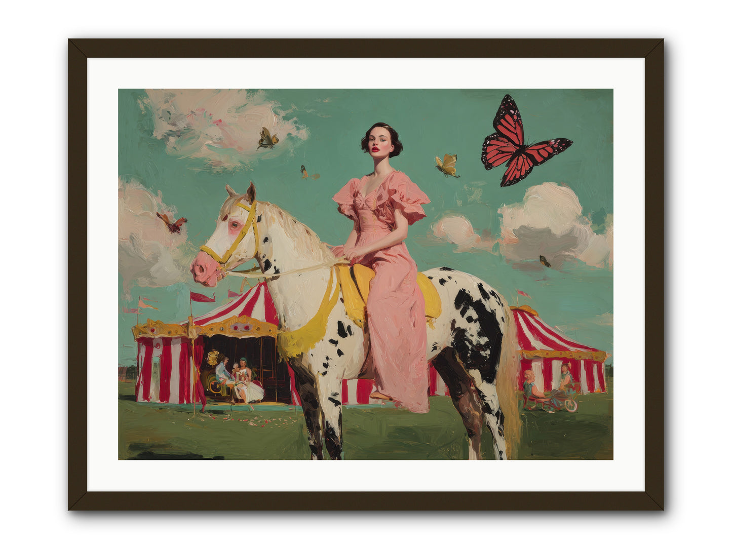 Sundown Carousel-REZ -- Framed Print - Black 32x24