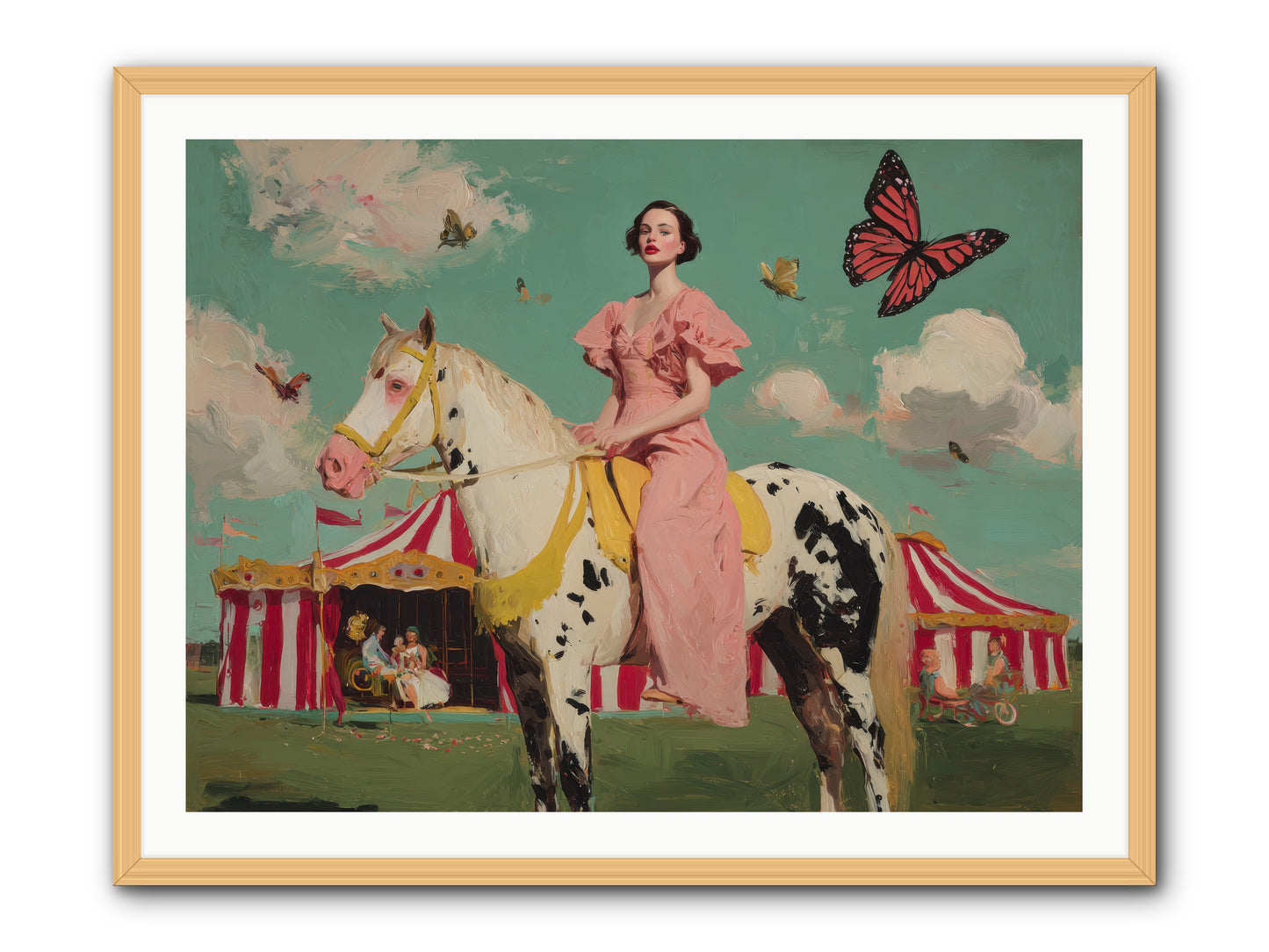Sundown Carousel-REZ -- Framed Print - Natural 40x30