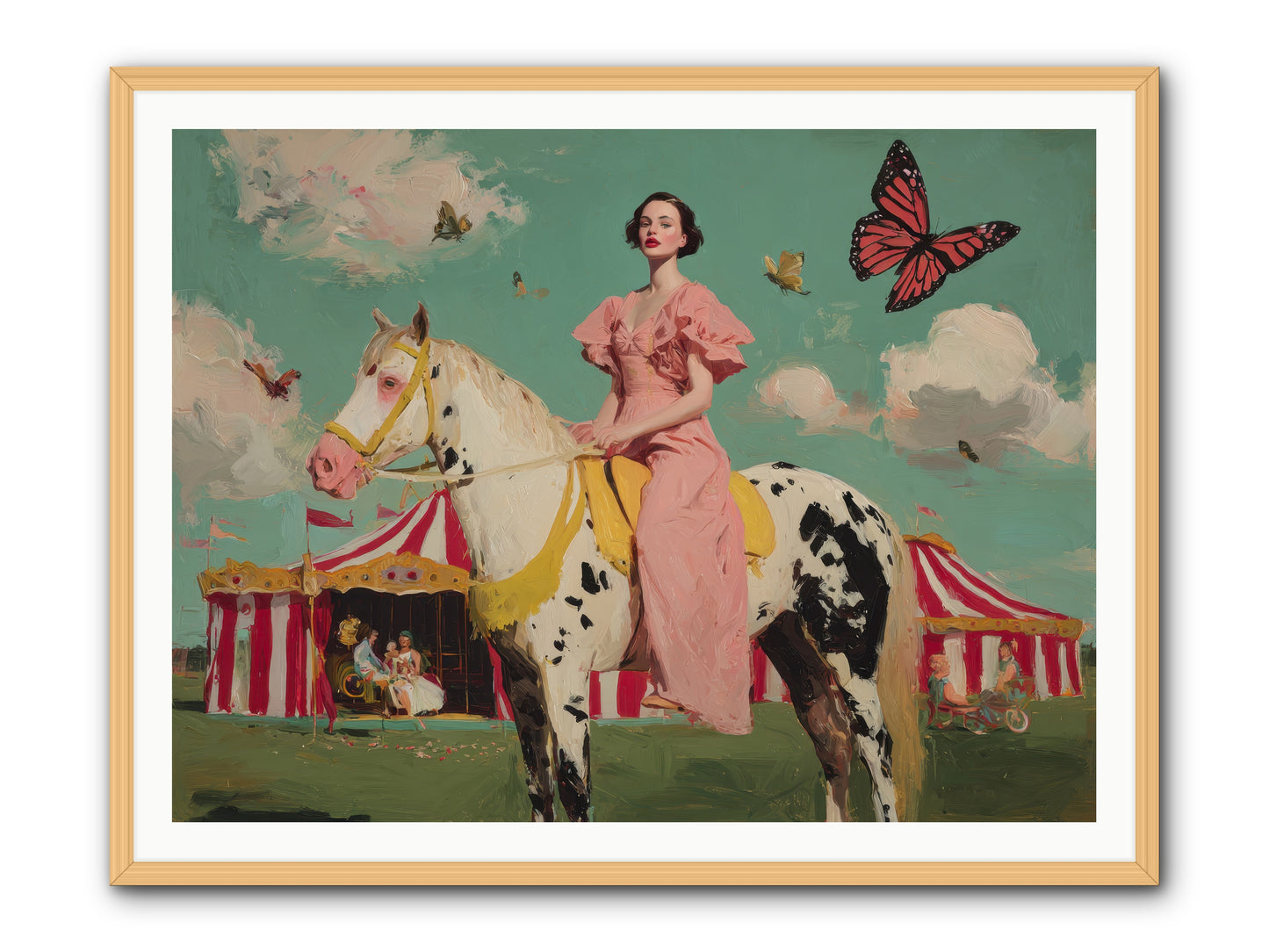 Sundown Carousel-REZ -- Framed Print - Natural 48x36