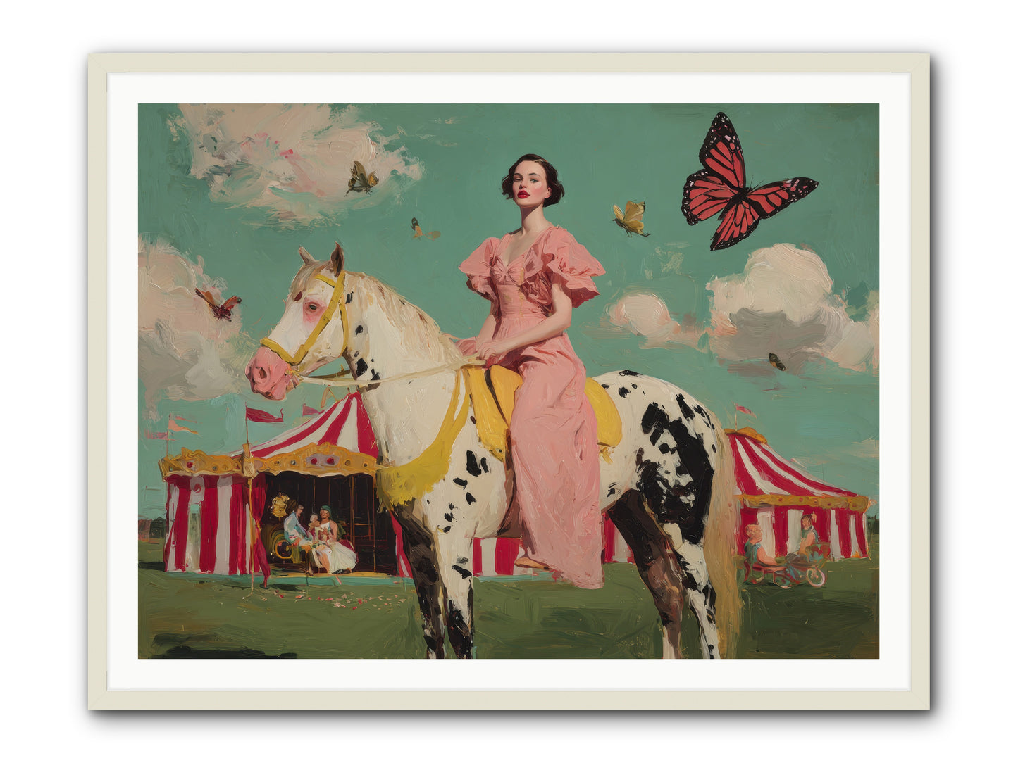 Sundown Carousel-REZ -- Framed Print - White 48x36