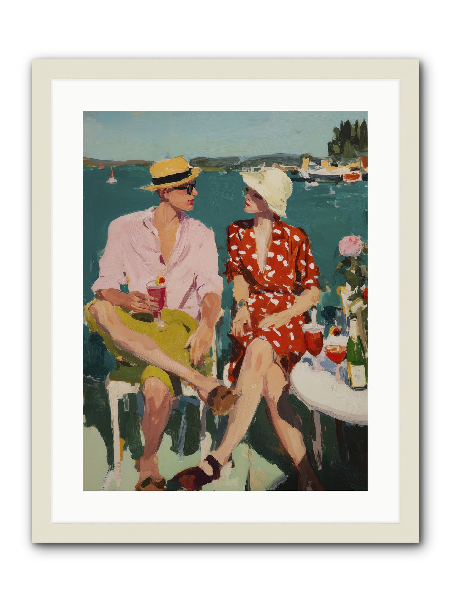 Sunset Cheers -- Framed Print - White 18x24