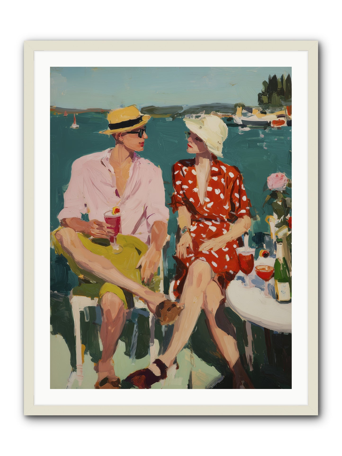 Sunset Cheers -- Framed Print - White 30x40