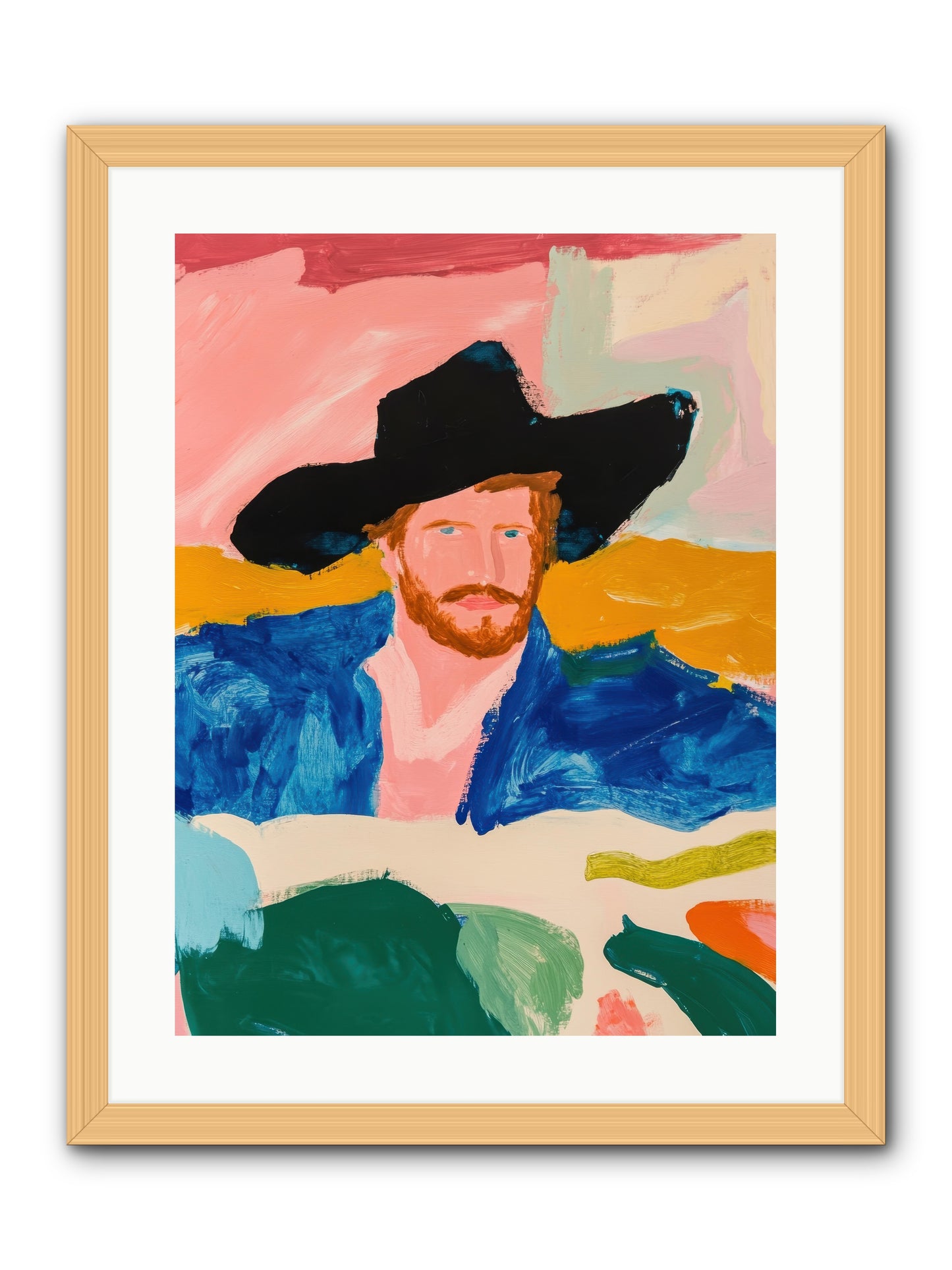 Sunset Wrangler -- Framed Print - Natural 18x24