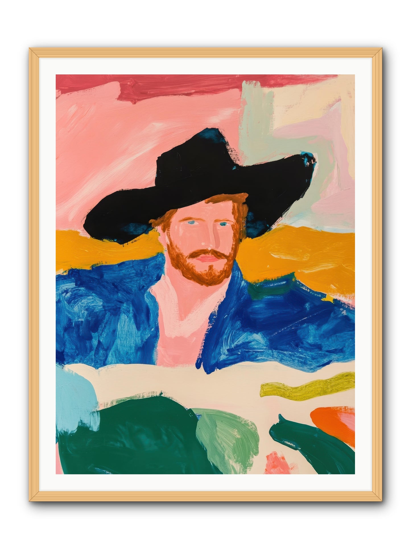 Sunset Wrangler -- Framed Print - Natural 36x48