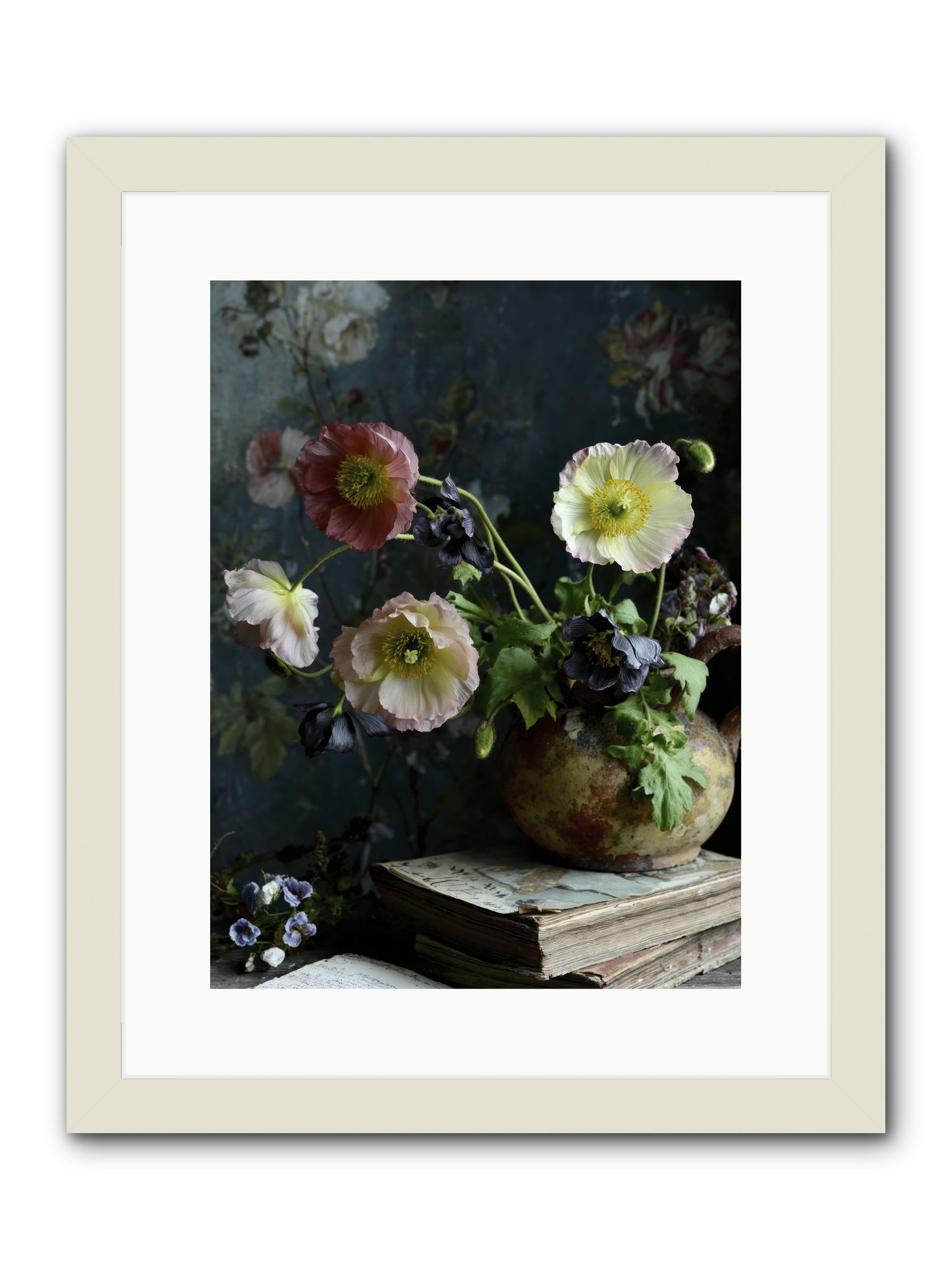 Sur La Jardin -- Framed Print - White 12x16