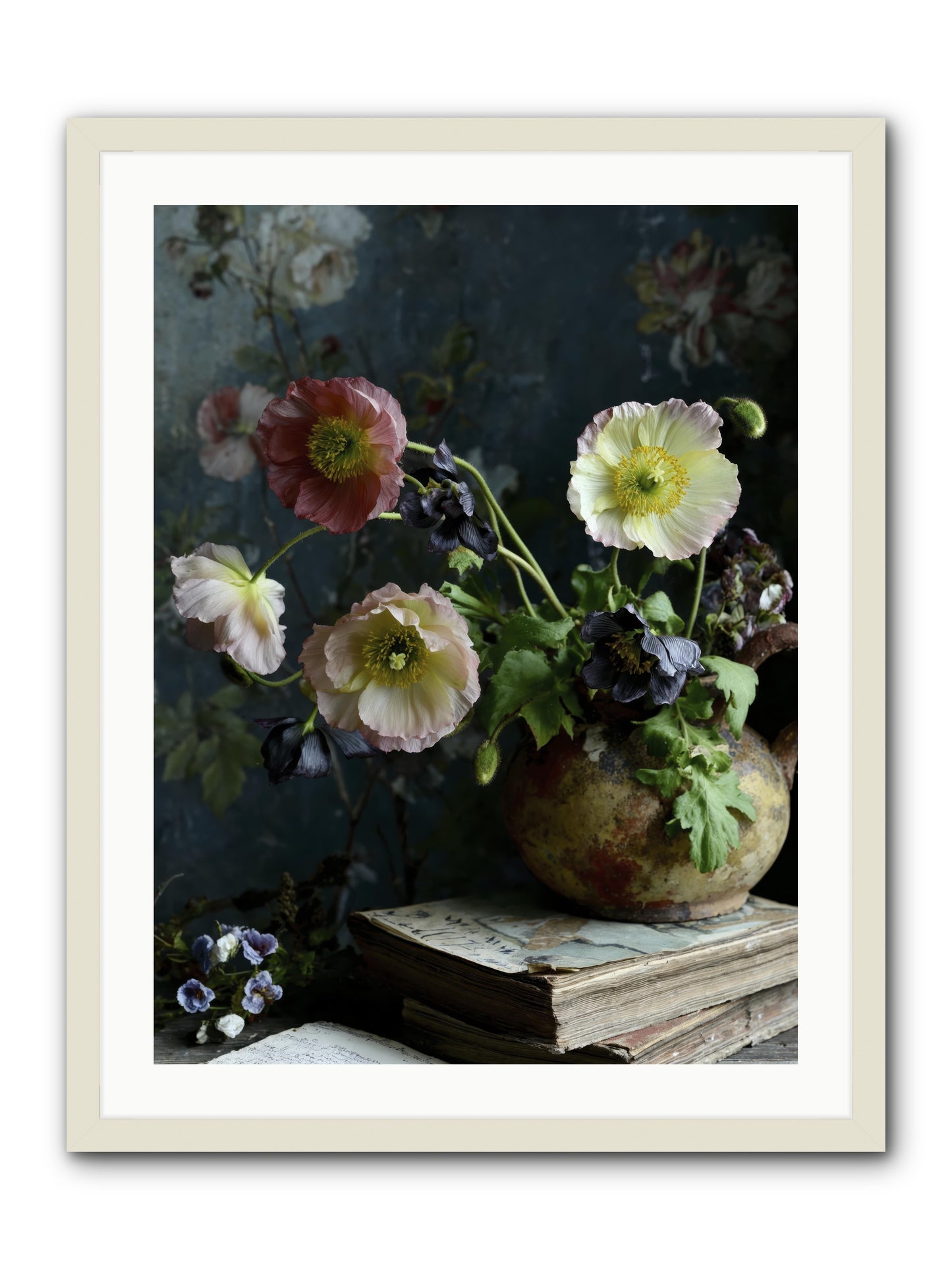 Sur La Jardin -- Framed Print - White 24x32