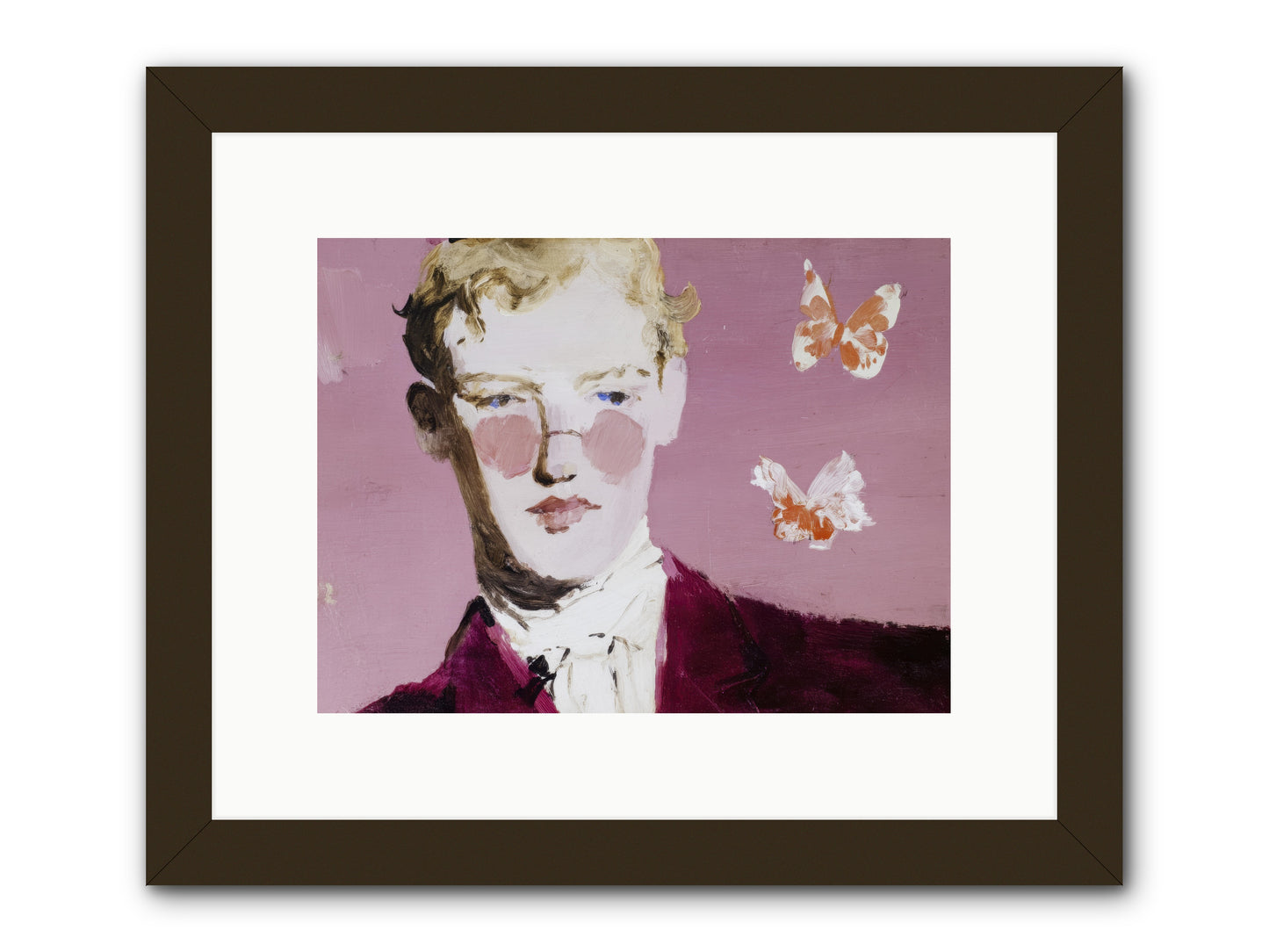 Swimming with Swans at Dawn -- Framed Print - Black 12x9