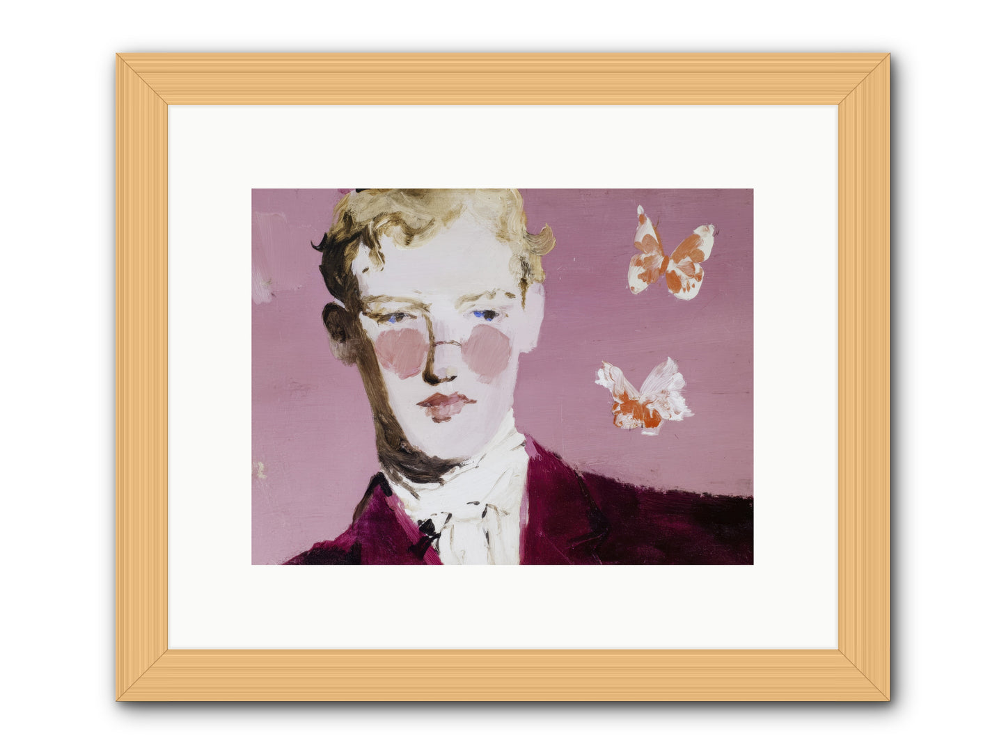 Swimming with Swans at Dawn -- Framed Print - Natural 12x9