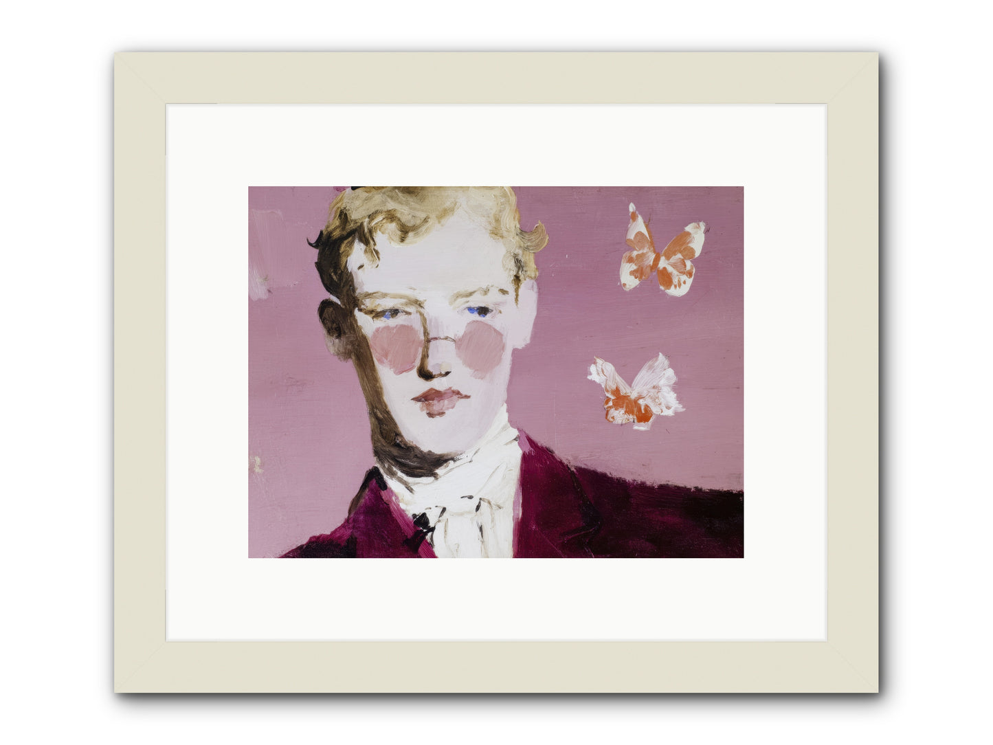 Swimming with Swans at Dawn -- Framed Print - White 12x9