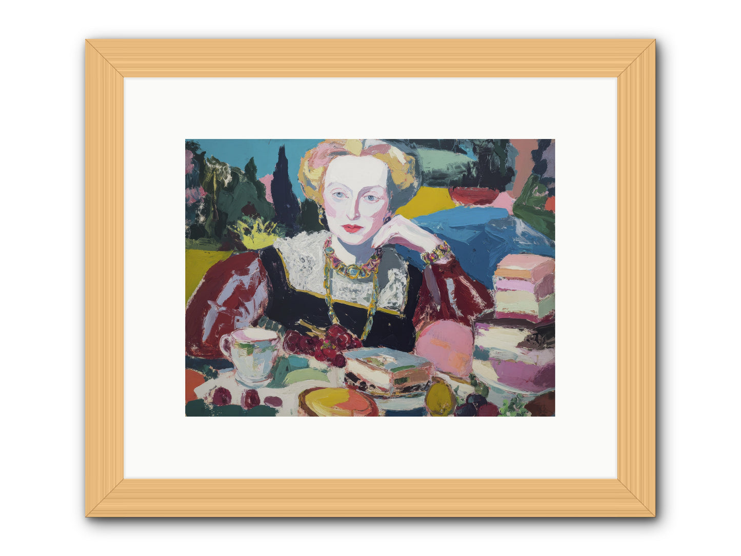Table of Temptations -- Framed Print - Natural 12x9