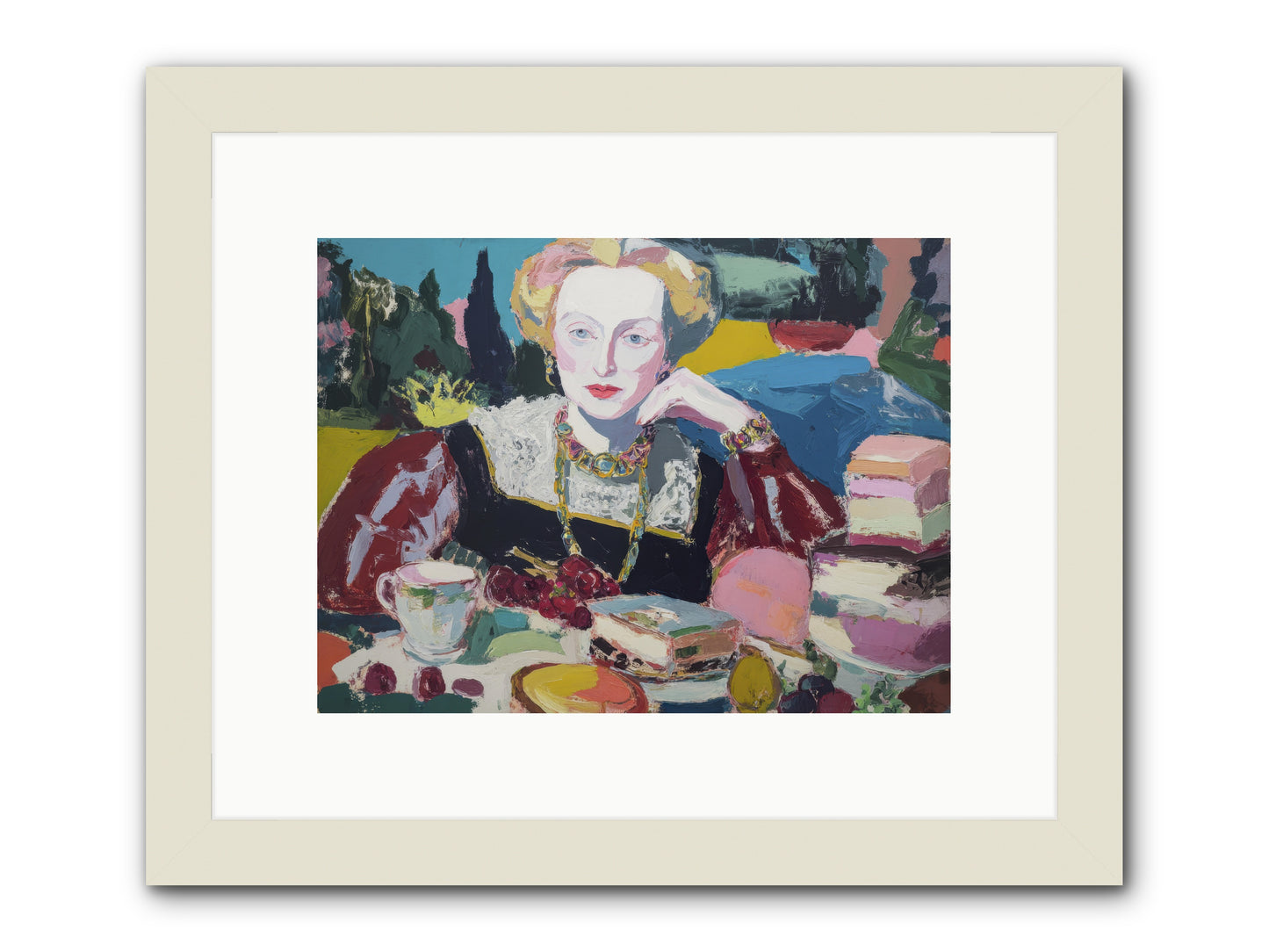 Table of Temptations -- Framed Print - White 12x9