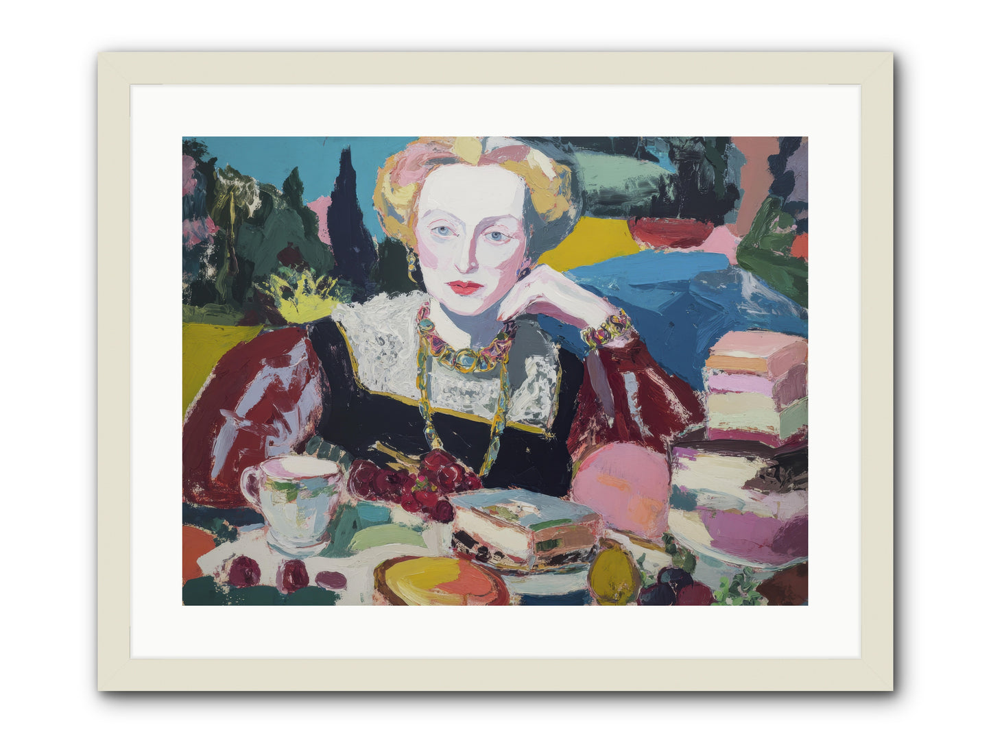 Table of Temptations -- Framed Print - White 24x18