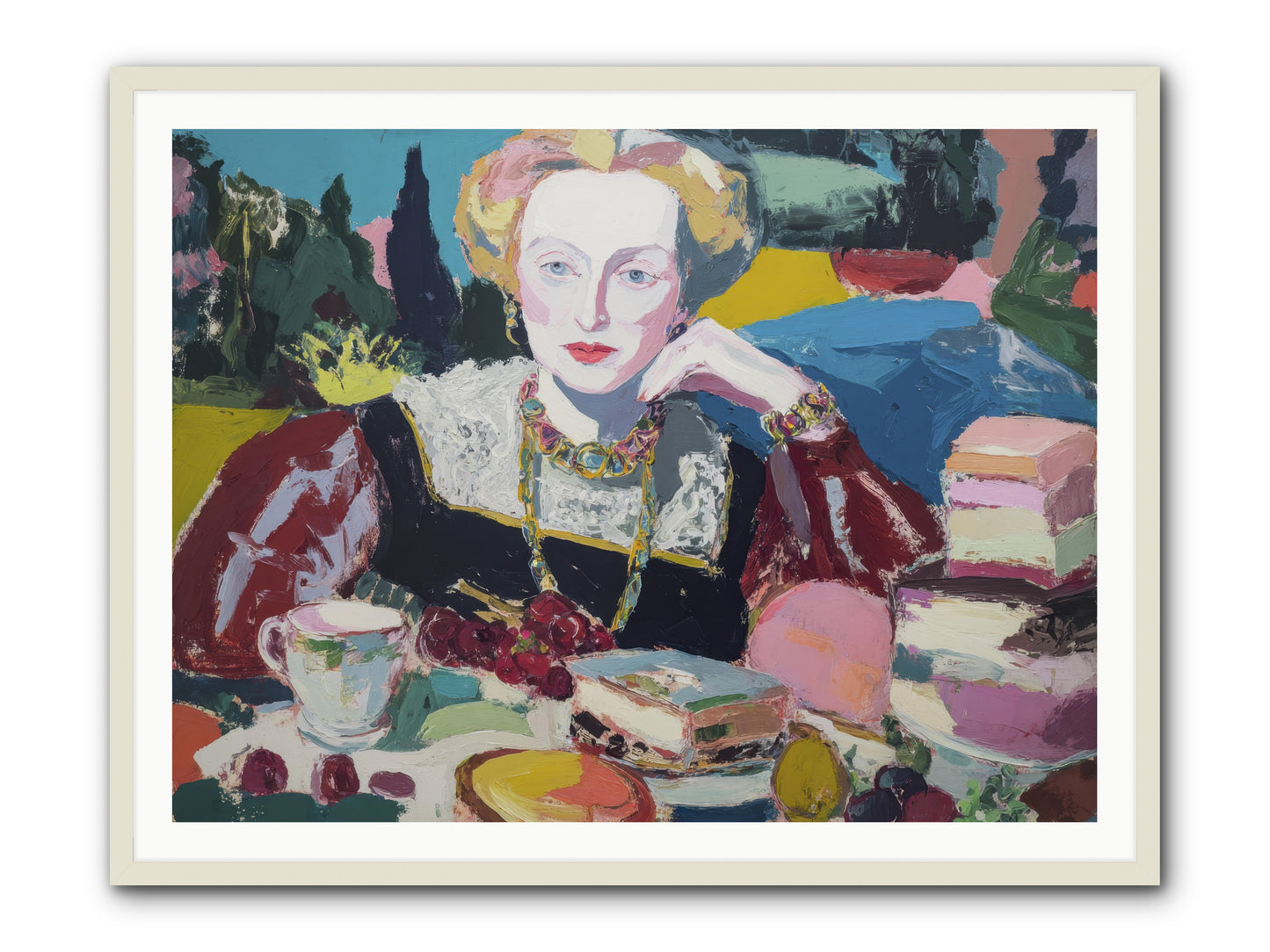 Table of Temptations -- Framed Print - White 48x36