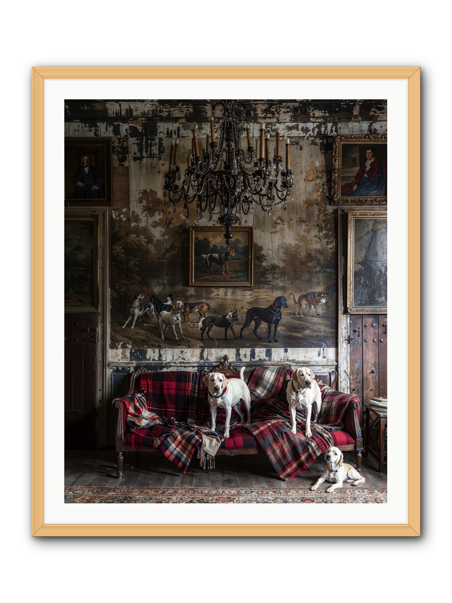 Tartan Tails & Co. -- Framed Print - Natural 32x40