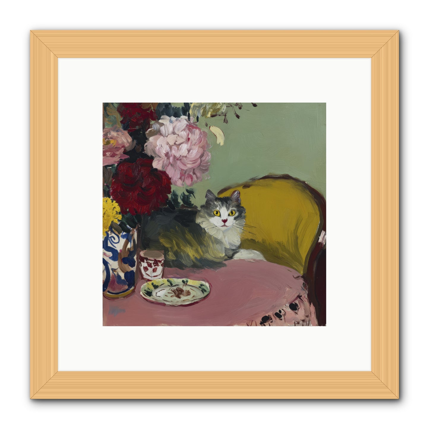 Tea Solved Everything -- Framed Print - Natural 10x10