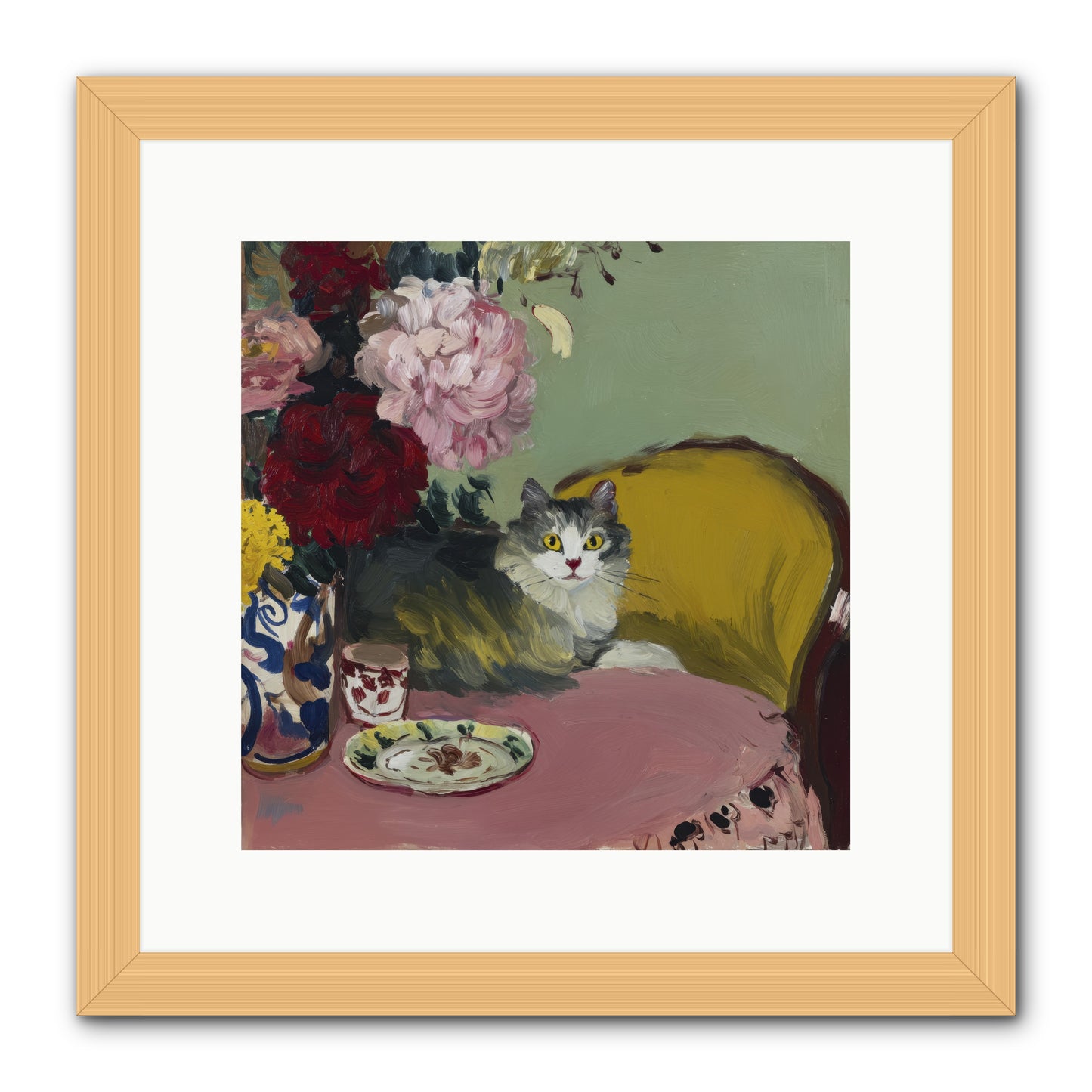 Tea Solved Everything -- Framed Print - Natural 12x12