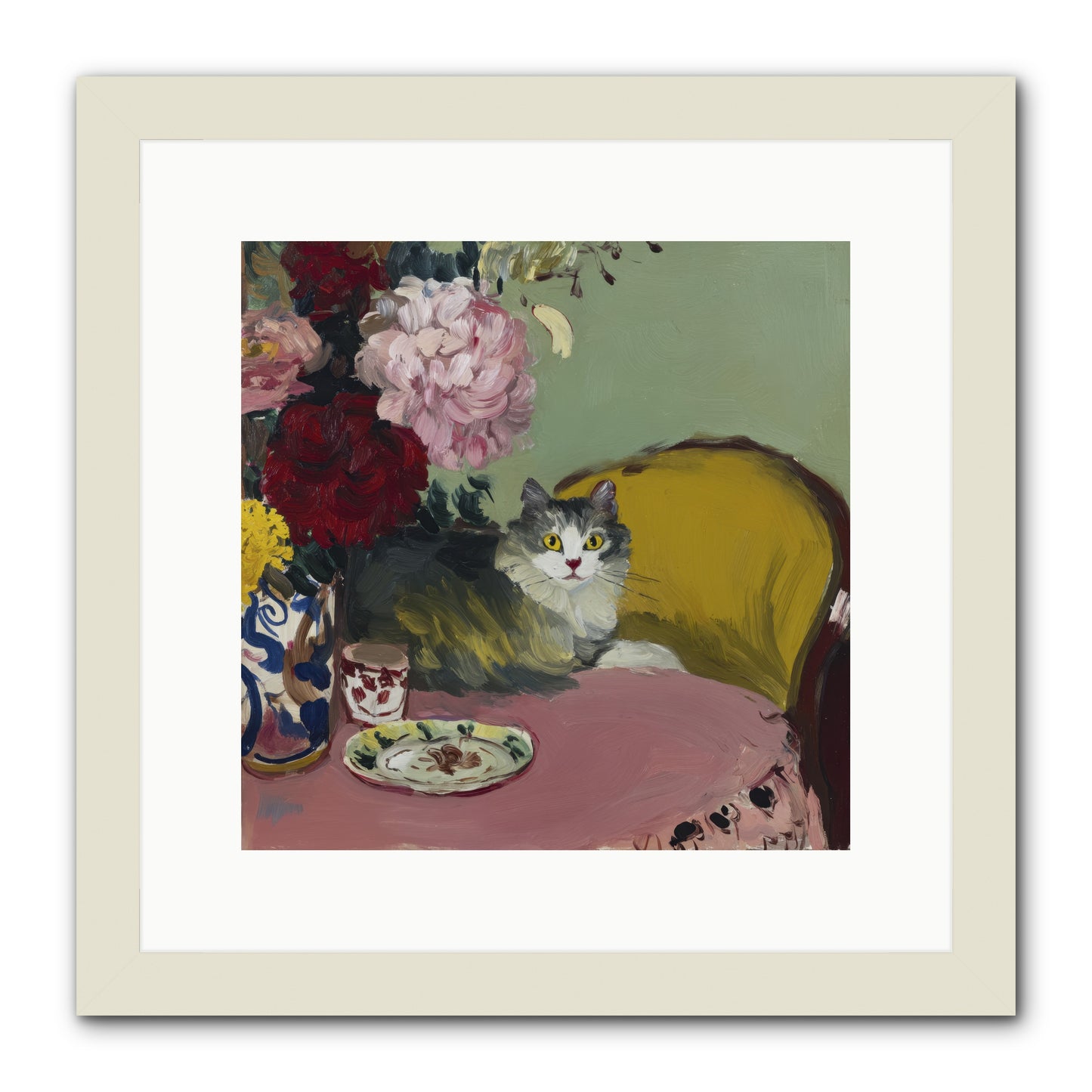 Tea Solved Everything -- Framed Print - White 12x12