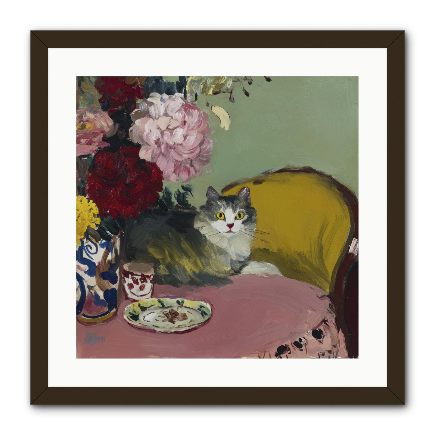 Tea Solved Everything -- Framed Print - Black 20x20