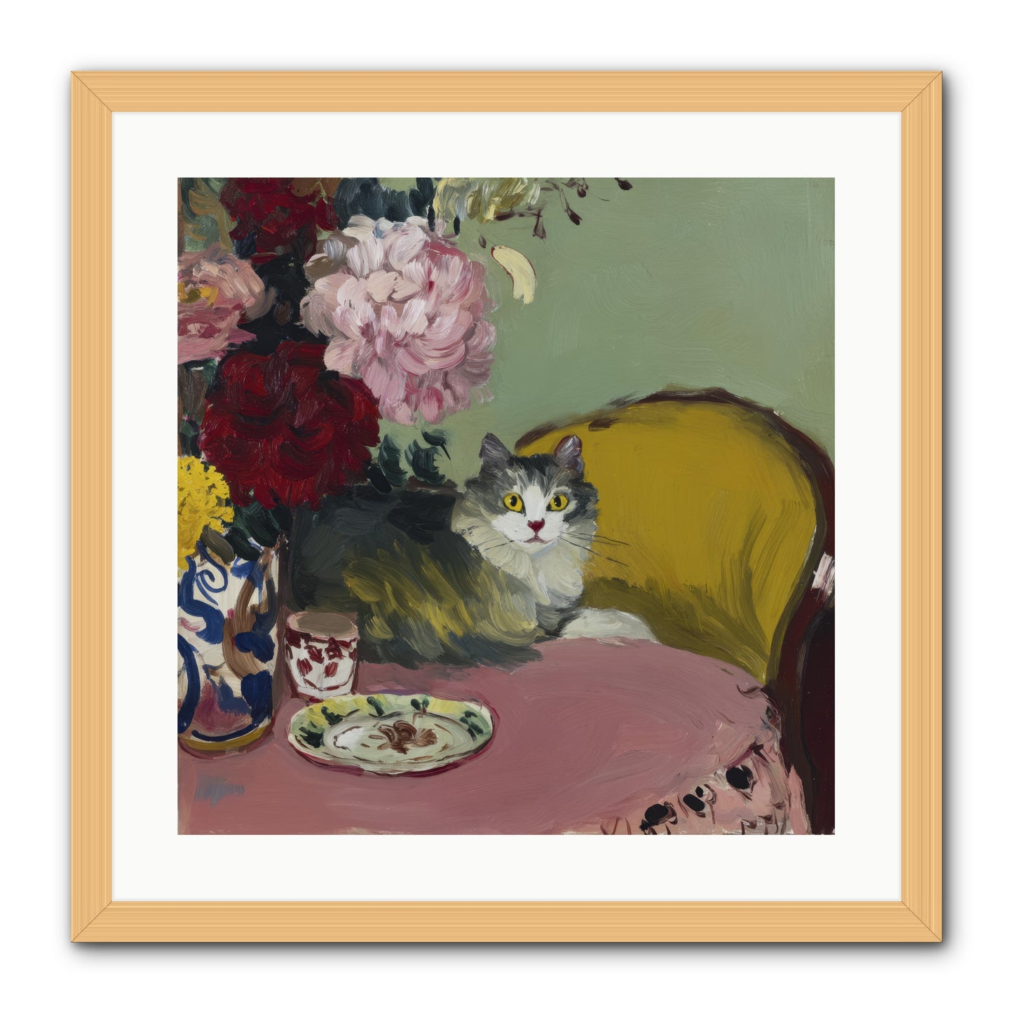 Tea Solved Everything -- Framed Print - Natural 20x20