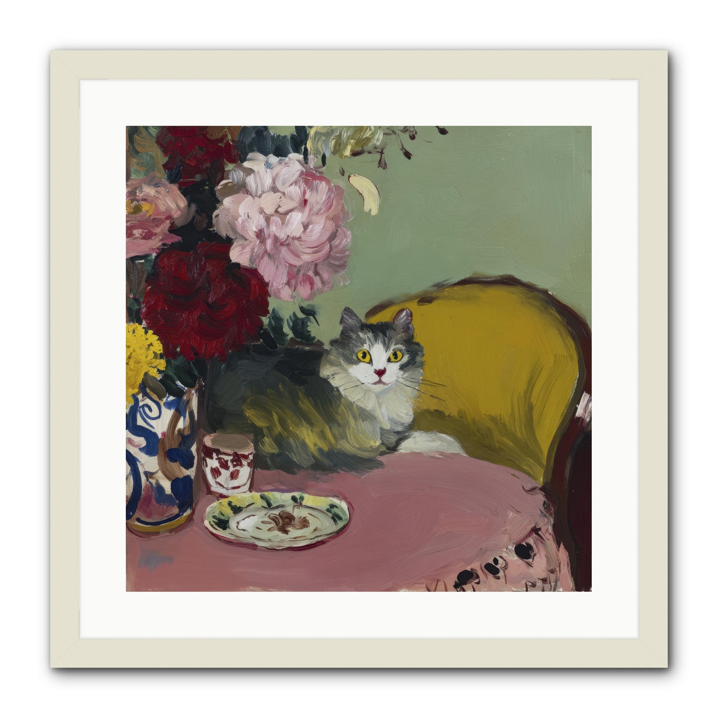 Tea Solved Everything -- Framed Print - White 20x20