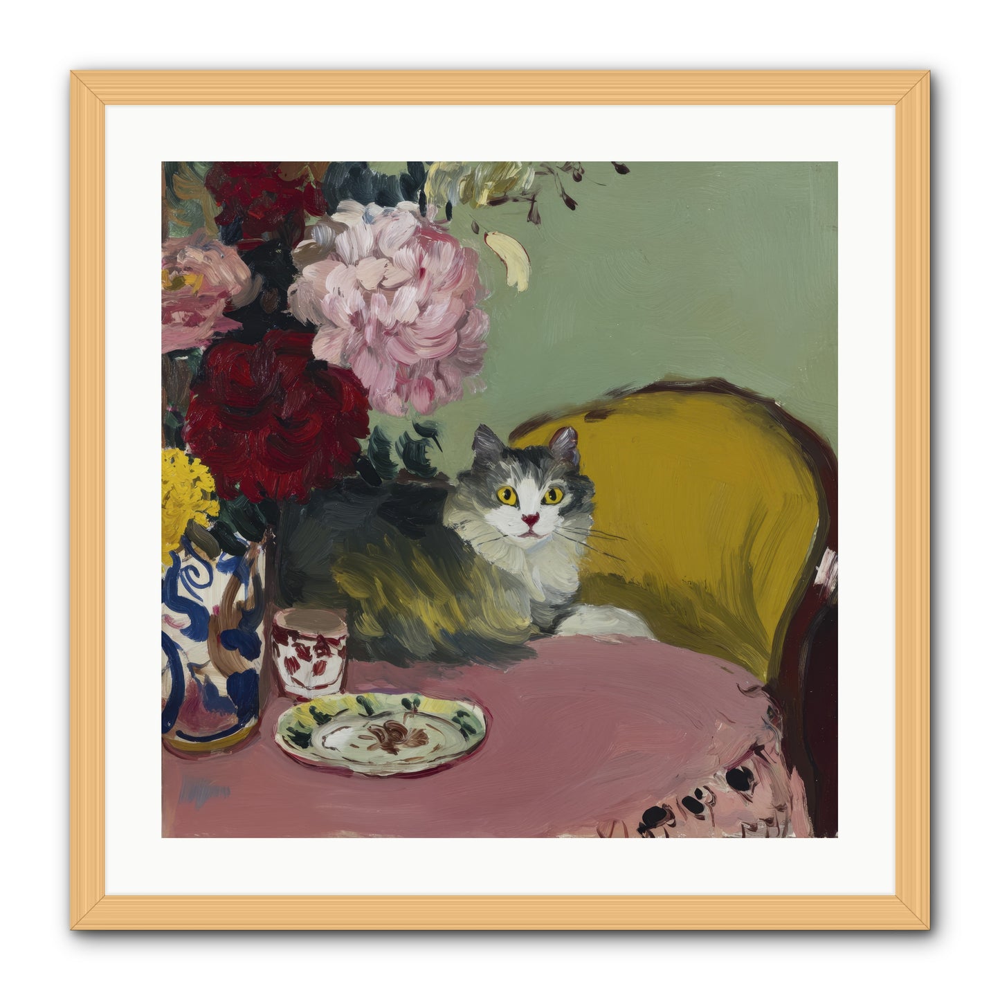 Tea Solved Everything -- Framed Print - Natural 24x24