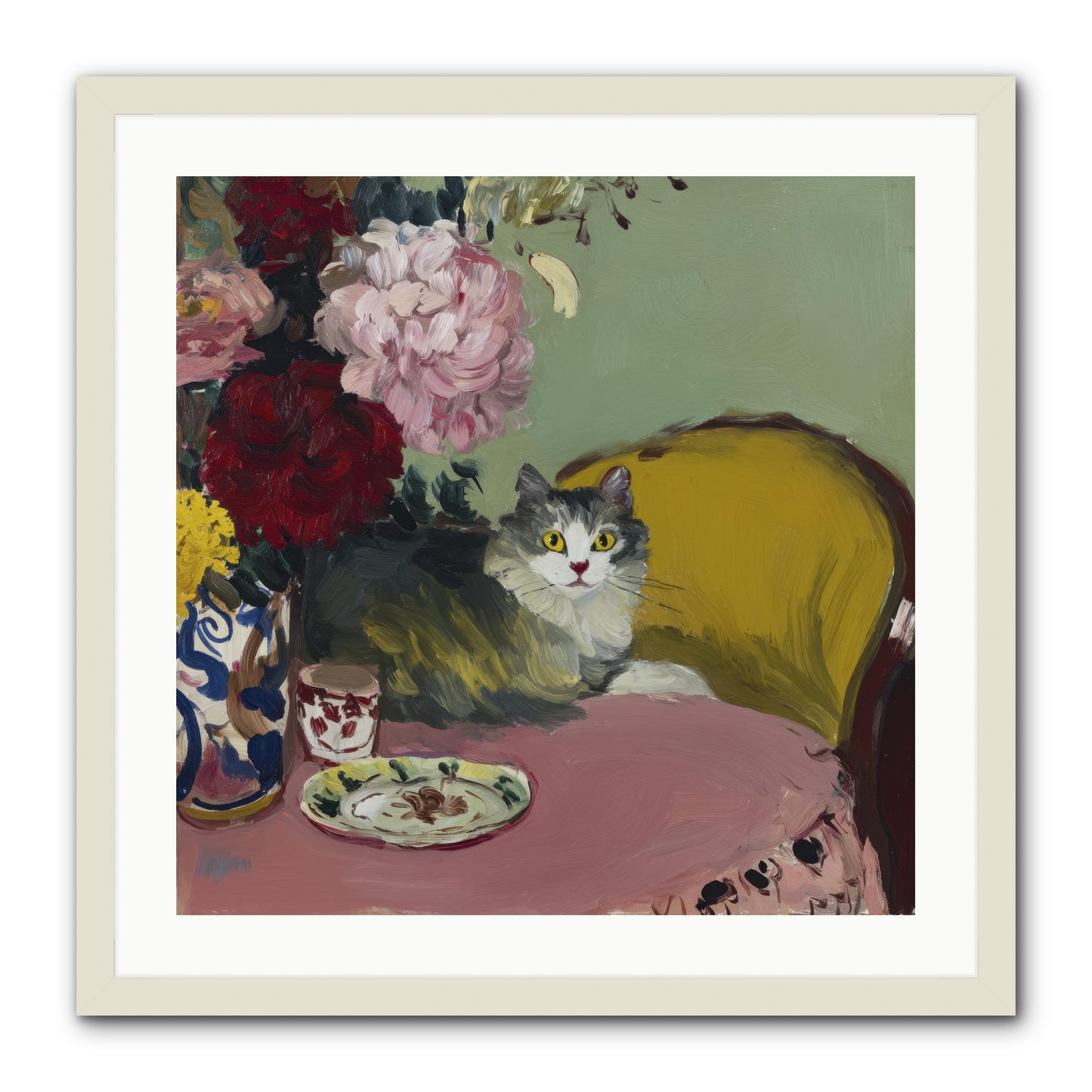 Tea Solved Everything -- Framed Print - White 24x24