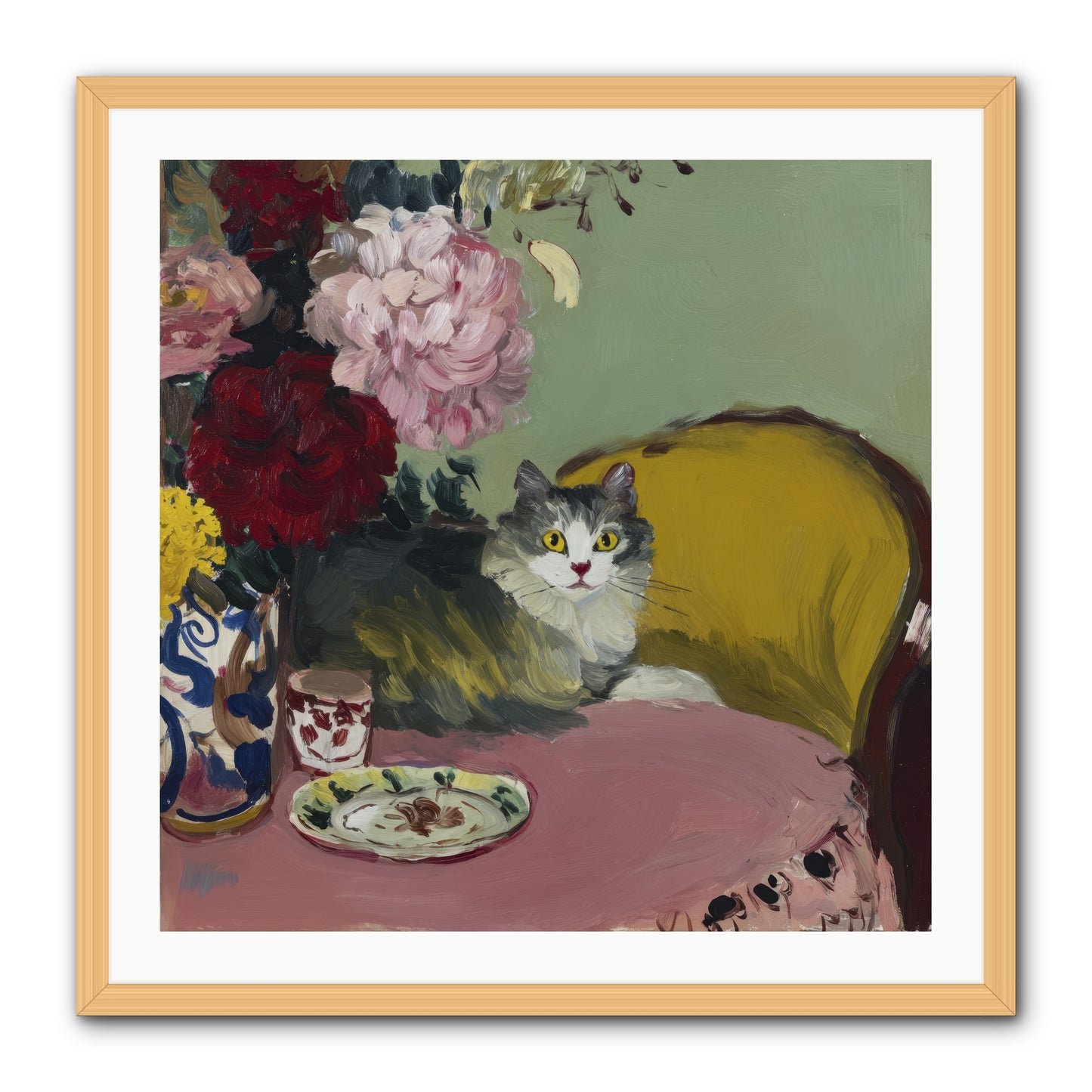 Tea Solved Everything -- Framed Print - Natural 30x30