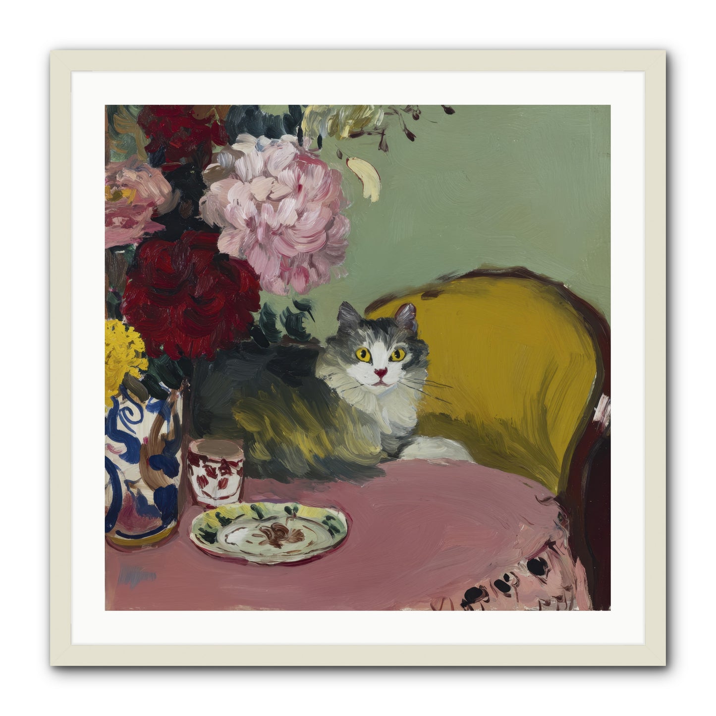 Tea Solved Everything -- Framed Print - White 30x30
