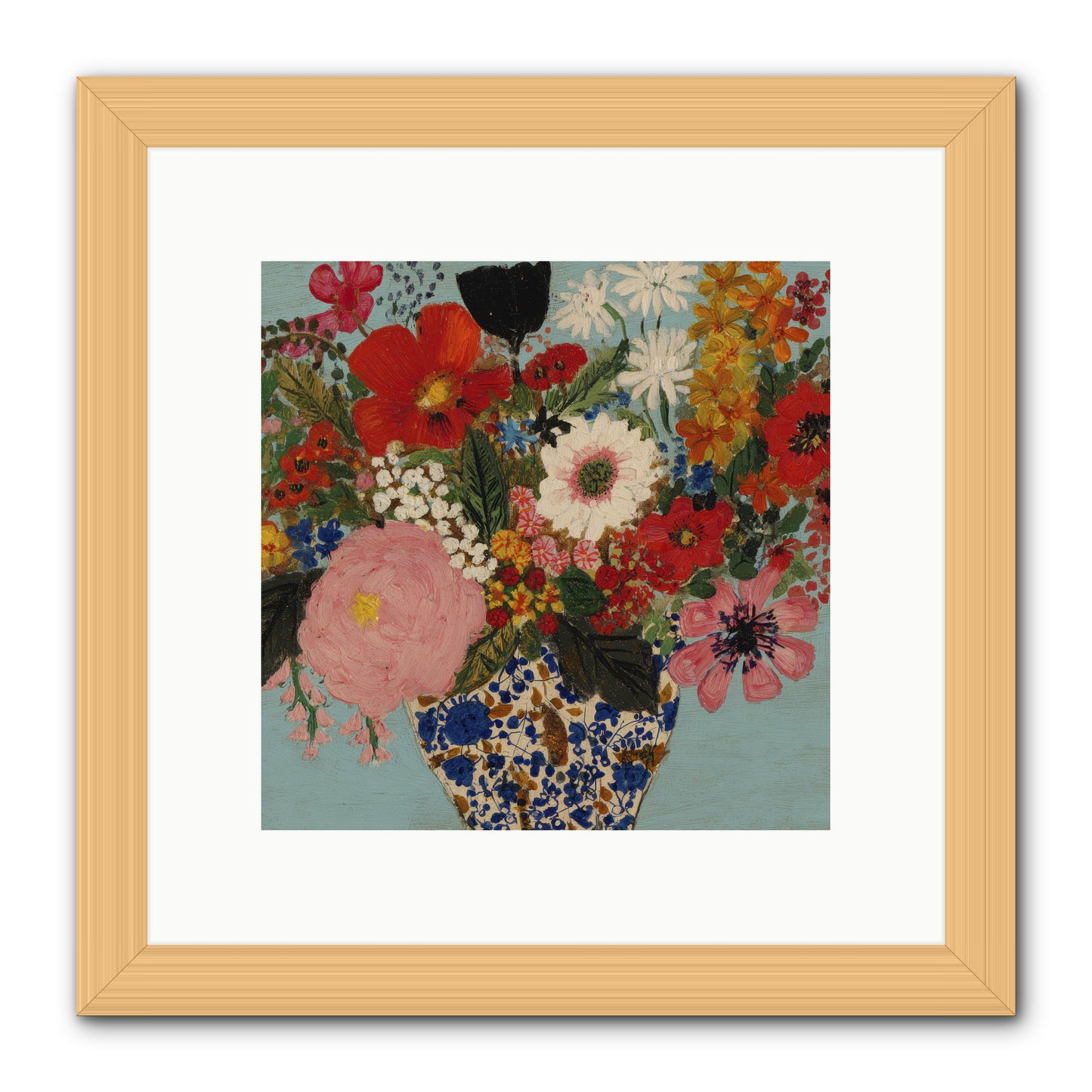 Tea Time Interrupted -- Framed Print - Natural 10x10