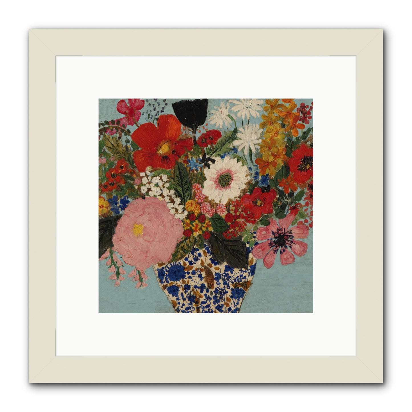 Tea Time Interrupted -- Framed Print - White 10x10