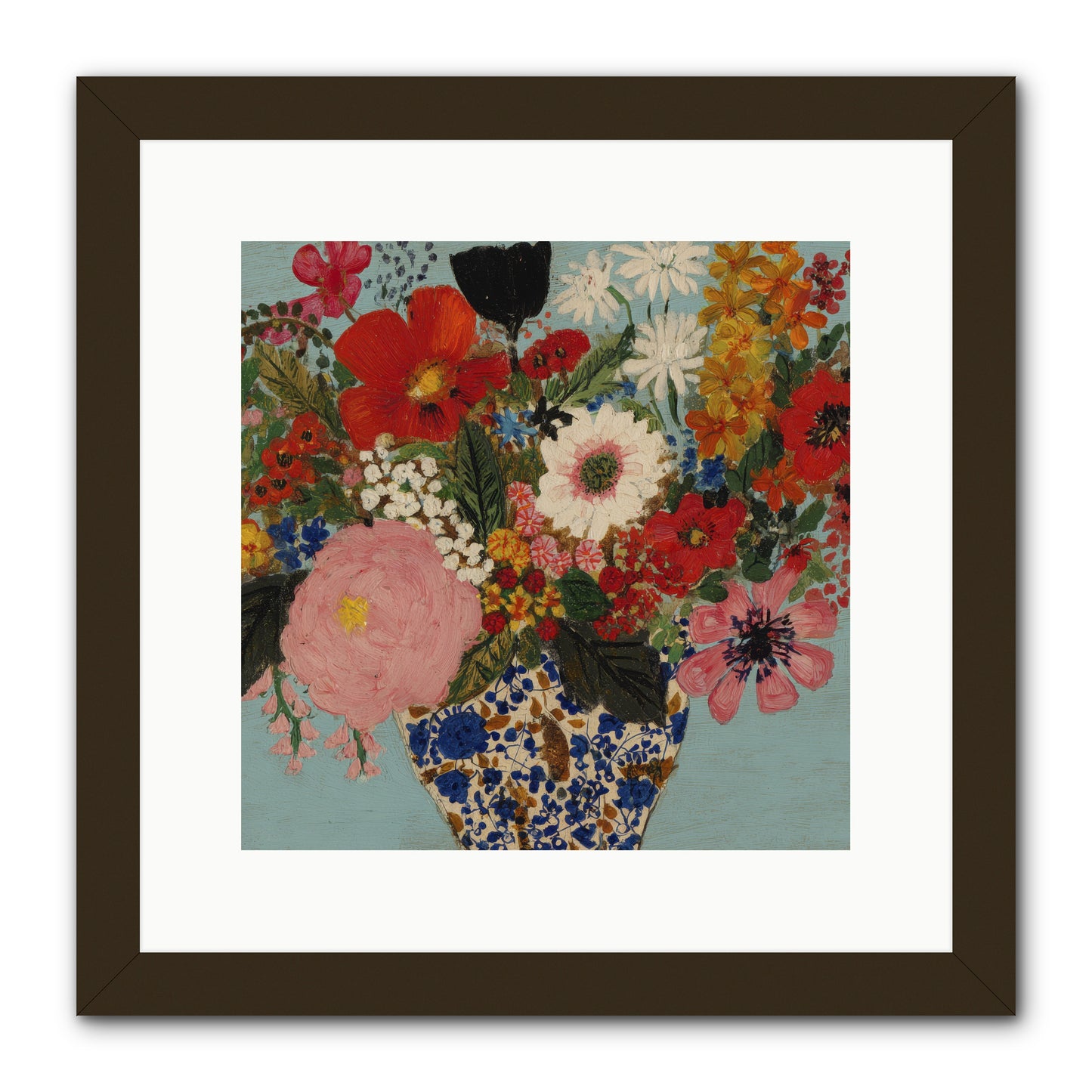 Tea Time Interrupted -- Framed Print - Black 12x12
