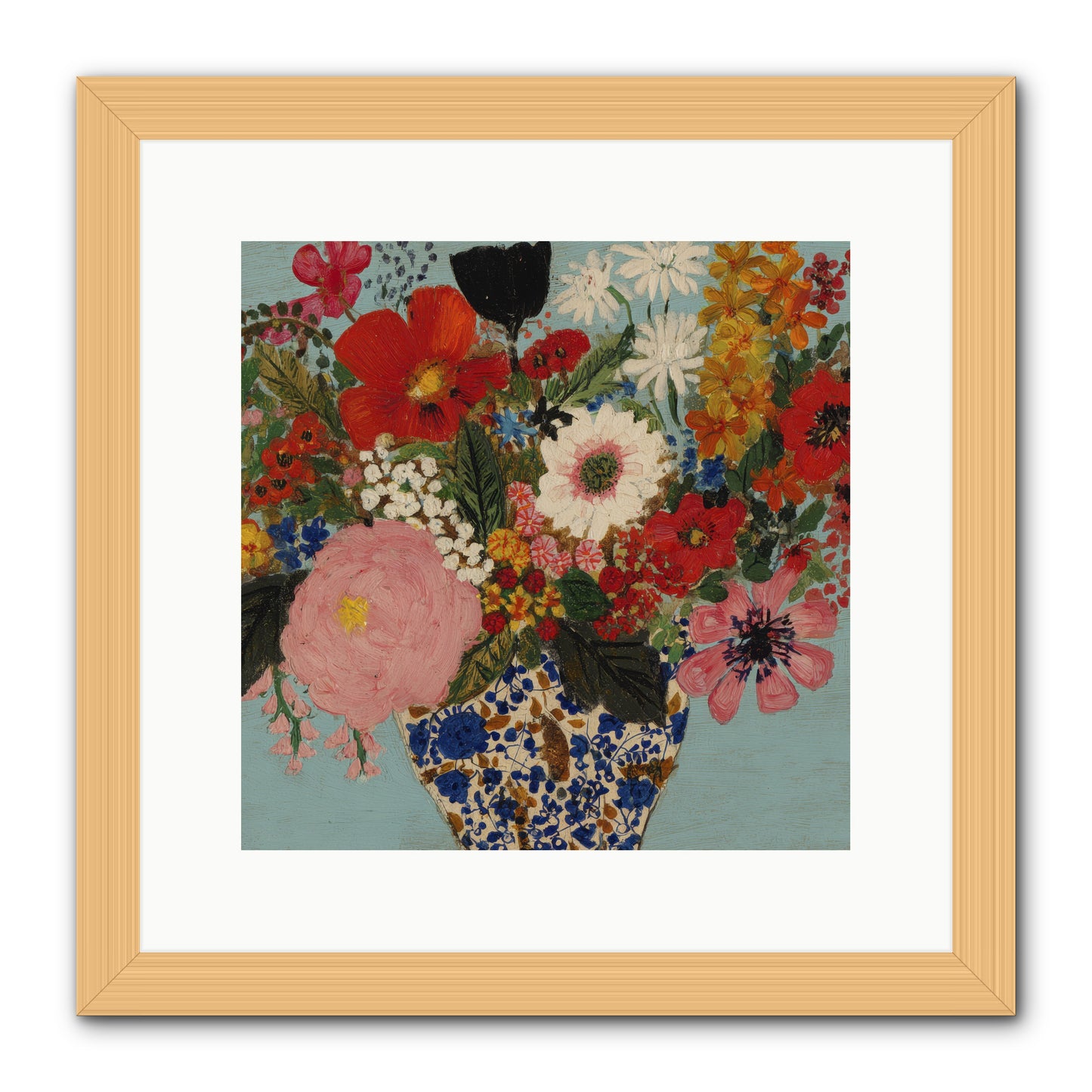 Tea Time Interrupted -- Framed Print - Natural 12x12