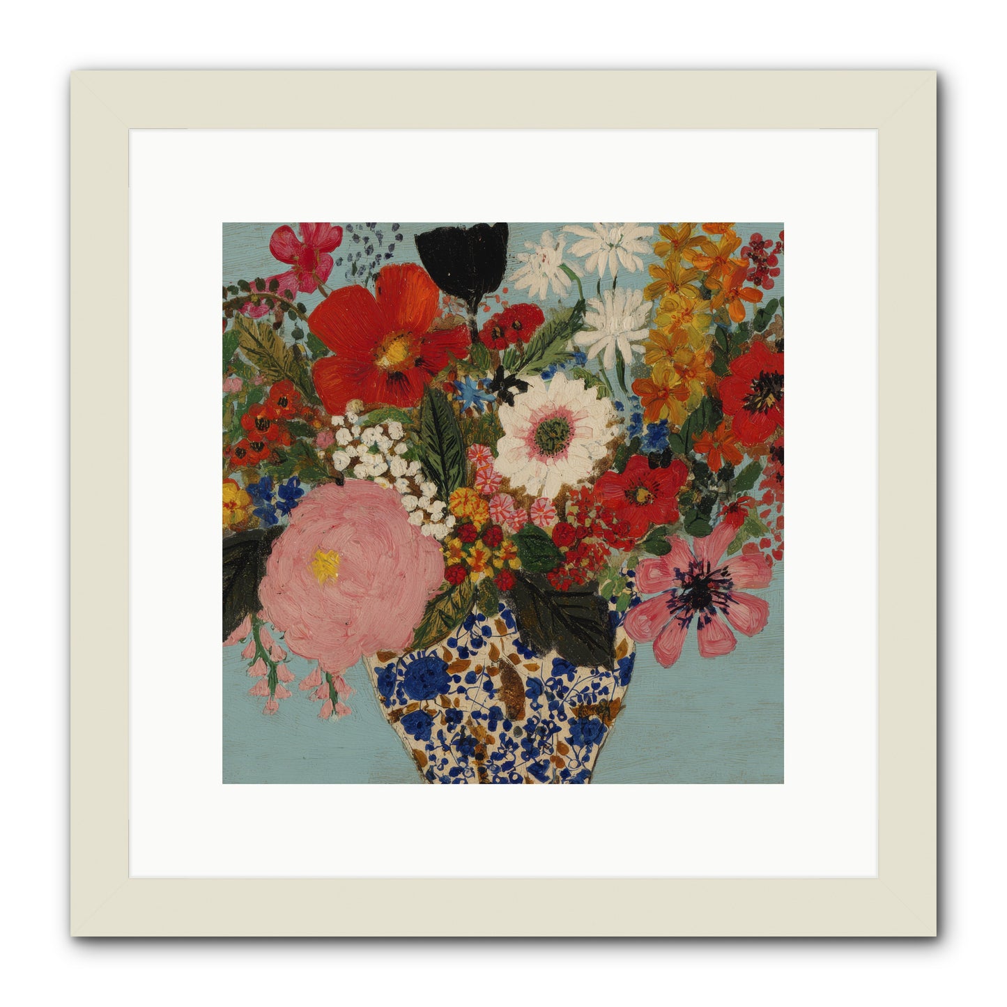 Tea Time Interrupted -- Framed Print - White 12x12