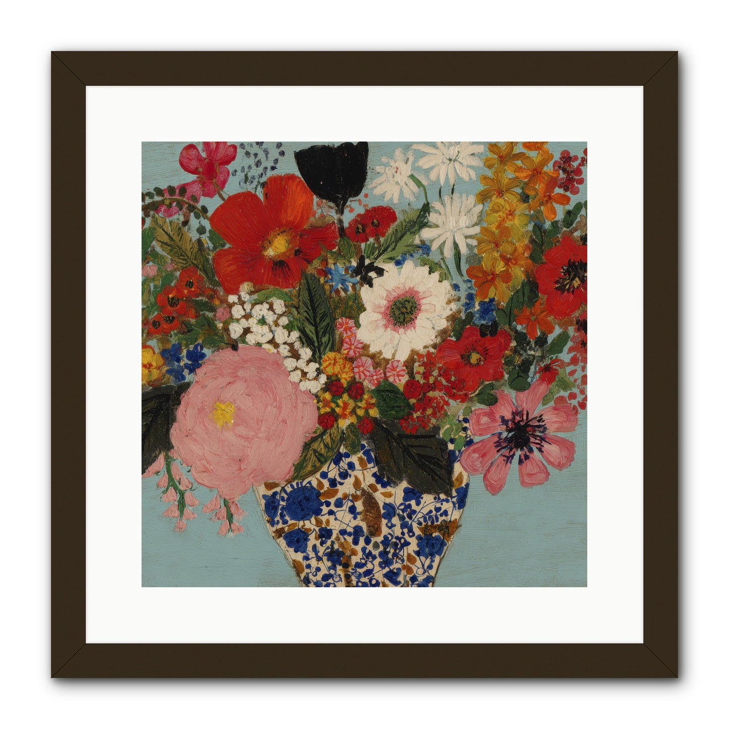 Tea Time Interrupted -- Framed Print - Black 16x16