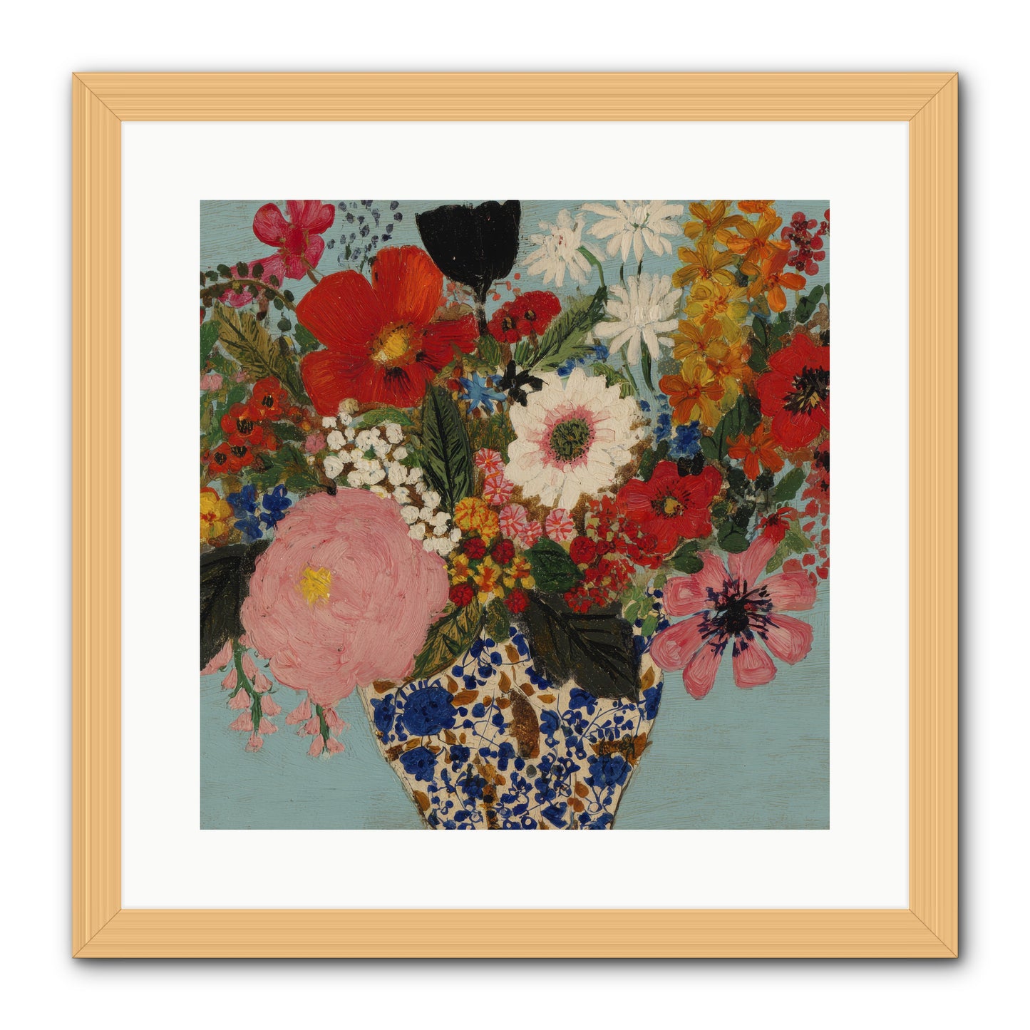 Tea Time Interrupted -- Framed Print - Natural 16x16