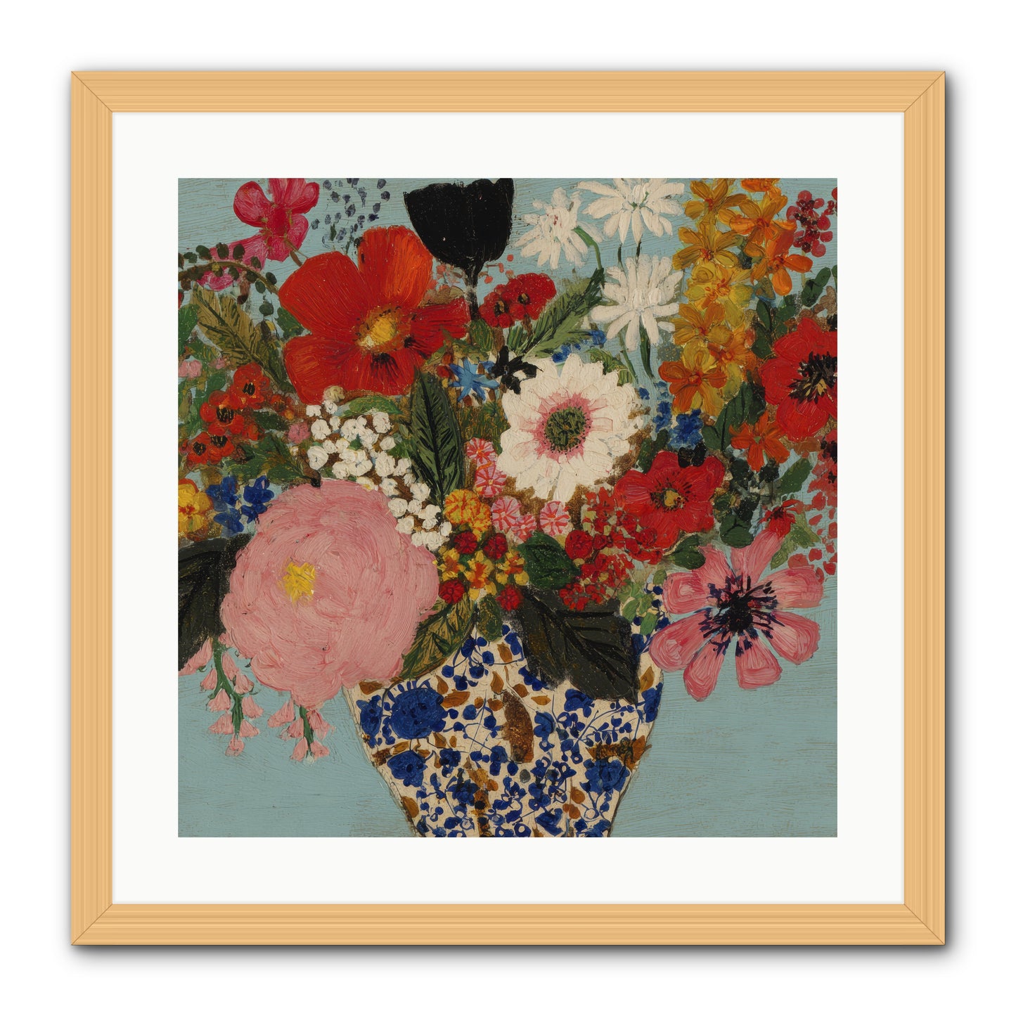 Tea Time Interrupted -- Framed Print - Natural 20x20