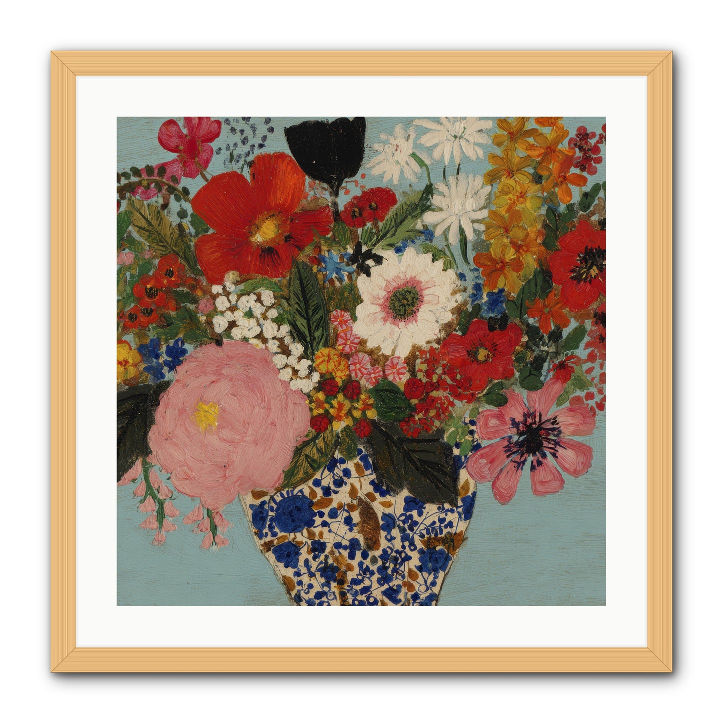 Tea Time Interrupted -- Framed Print - Natural 24x24