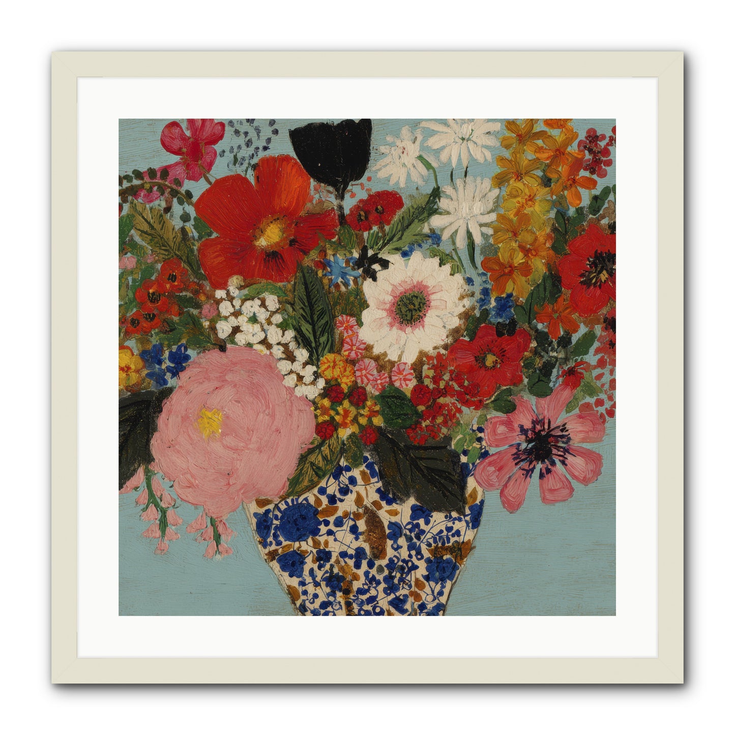 Tea Time Interrupted -- Framed Print - White 24x24
