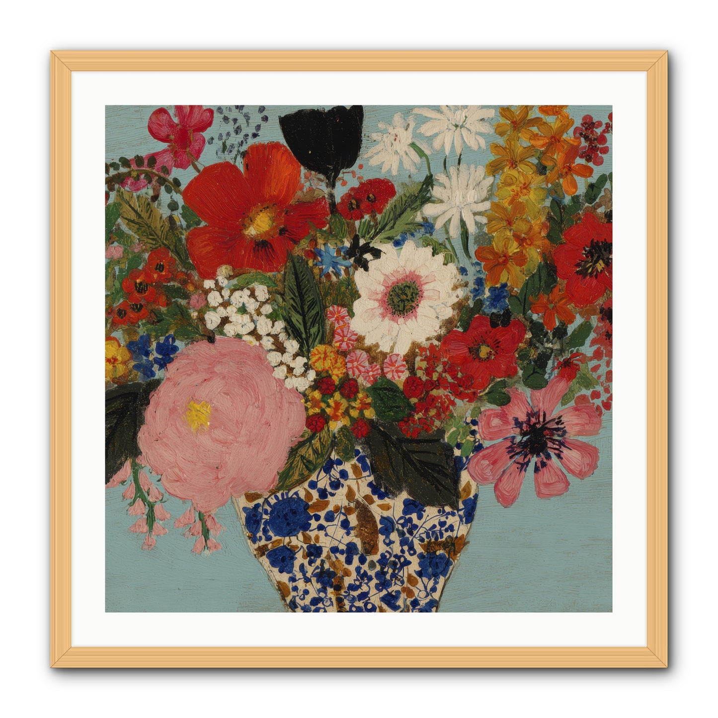 Tea Time Interrupted -- Framed Print - Natural 30x30